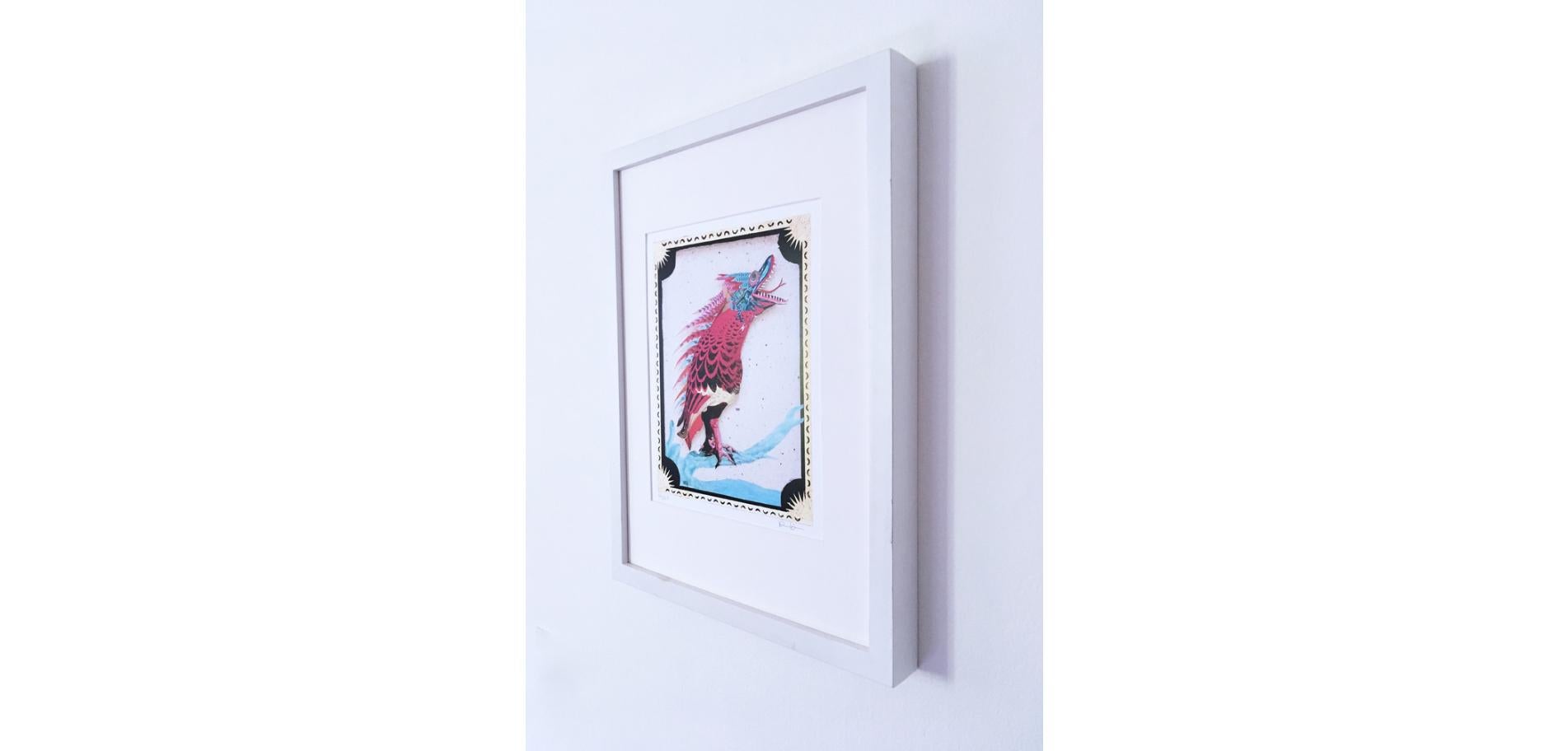 Chimera III, Print of Original Relief Collage, Surreal, Creature, Bright, 2018 For Sale 5