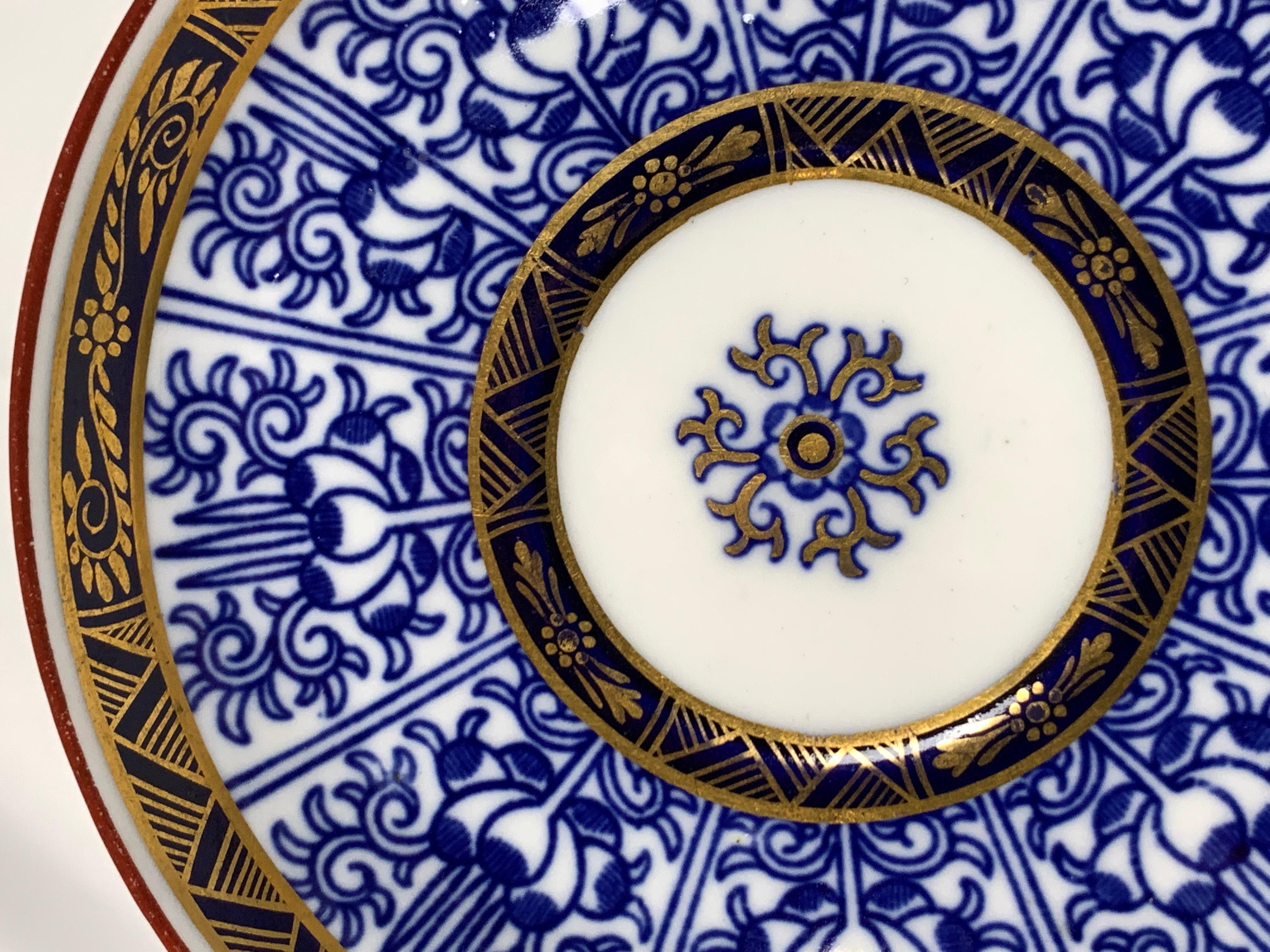 19th Century Demitasse Blue and White Porcelain Cups and Saucers in the Royal Lily Pattern