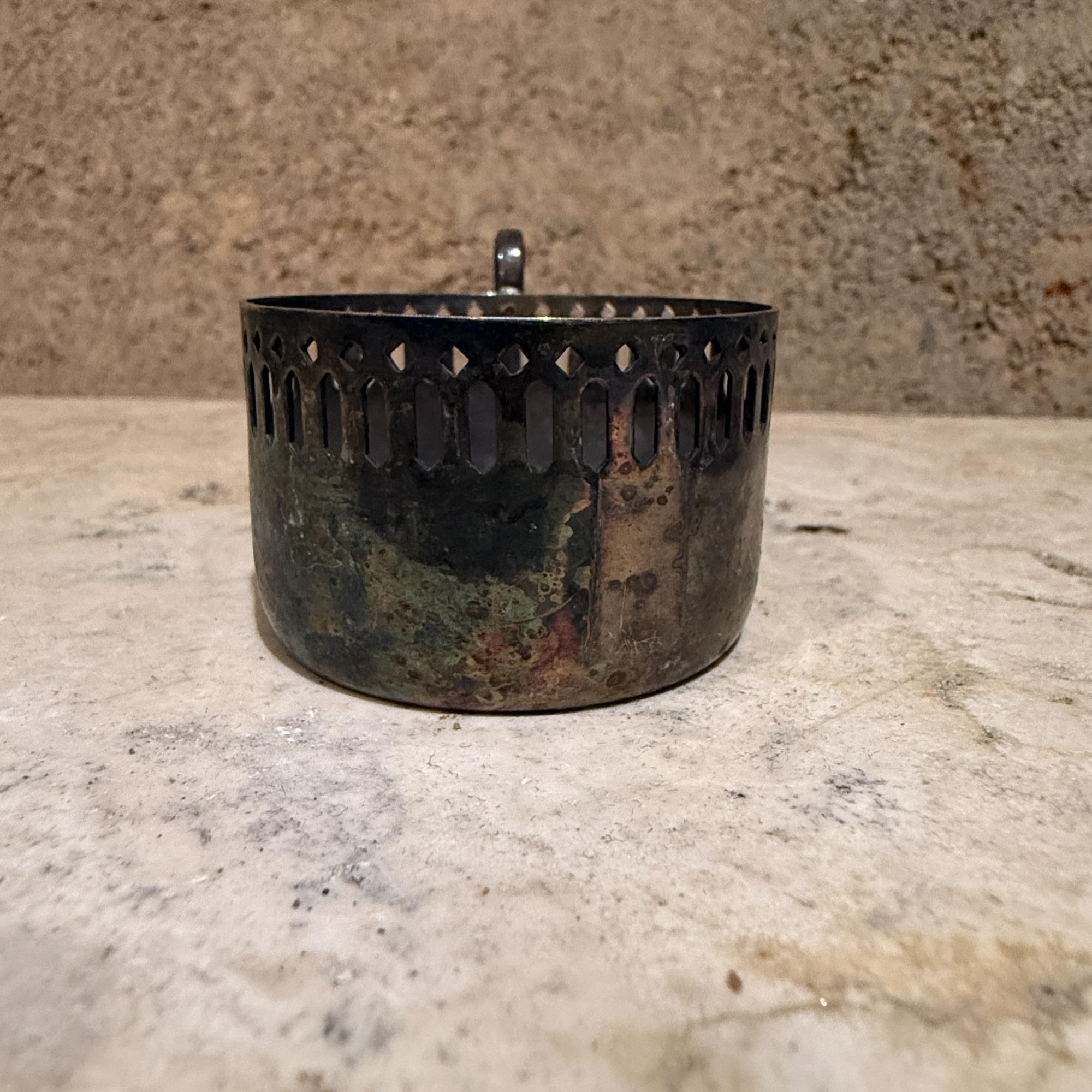 Juego de 6 portavasos y platito de plata Demitasse by Selandia Silver Brasil Sudamericano en venta