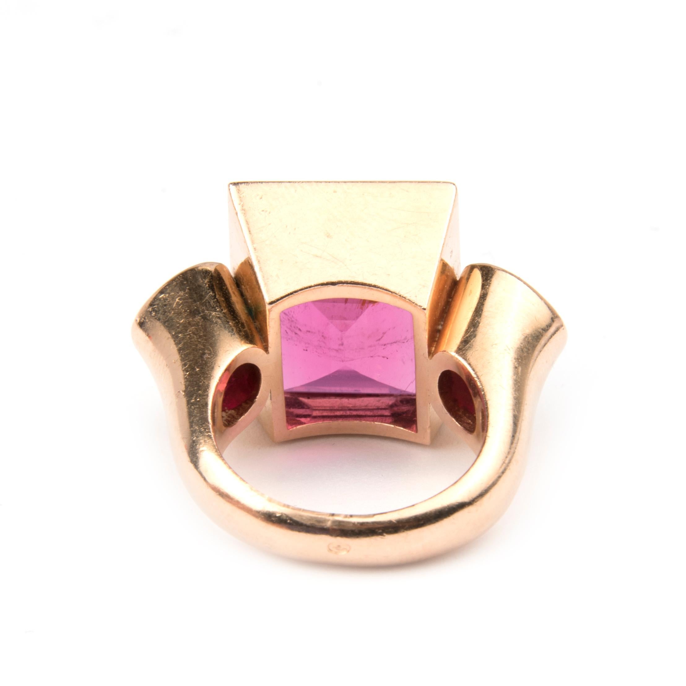 Demner 18k Pink Gold, Rubelite and Ruby Ring For Sale 1