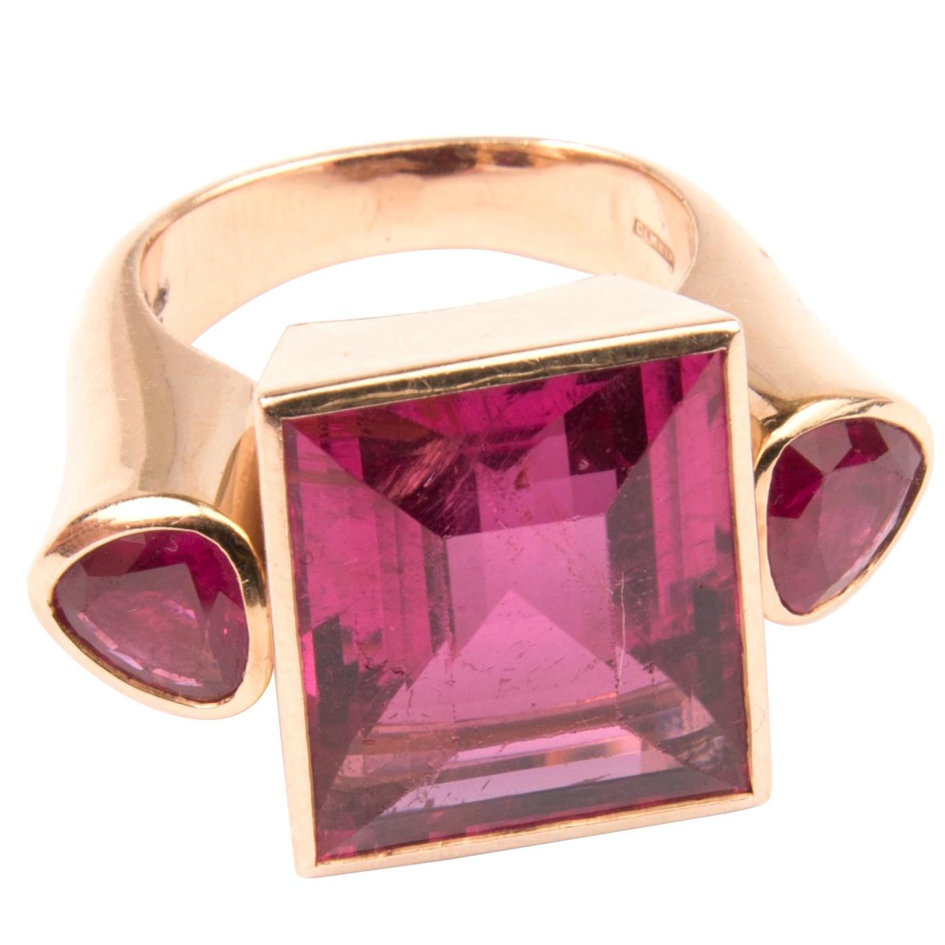 Demner 18k Pink Gold, Rubelite and Ruby Ring For Sale