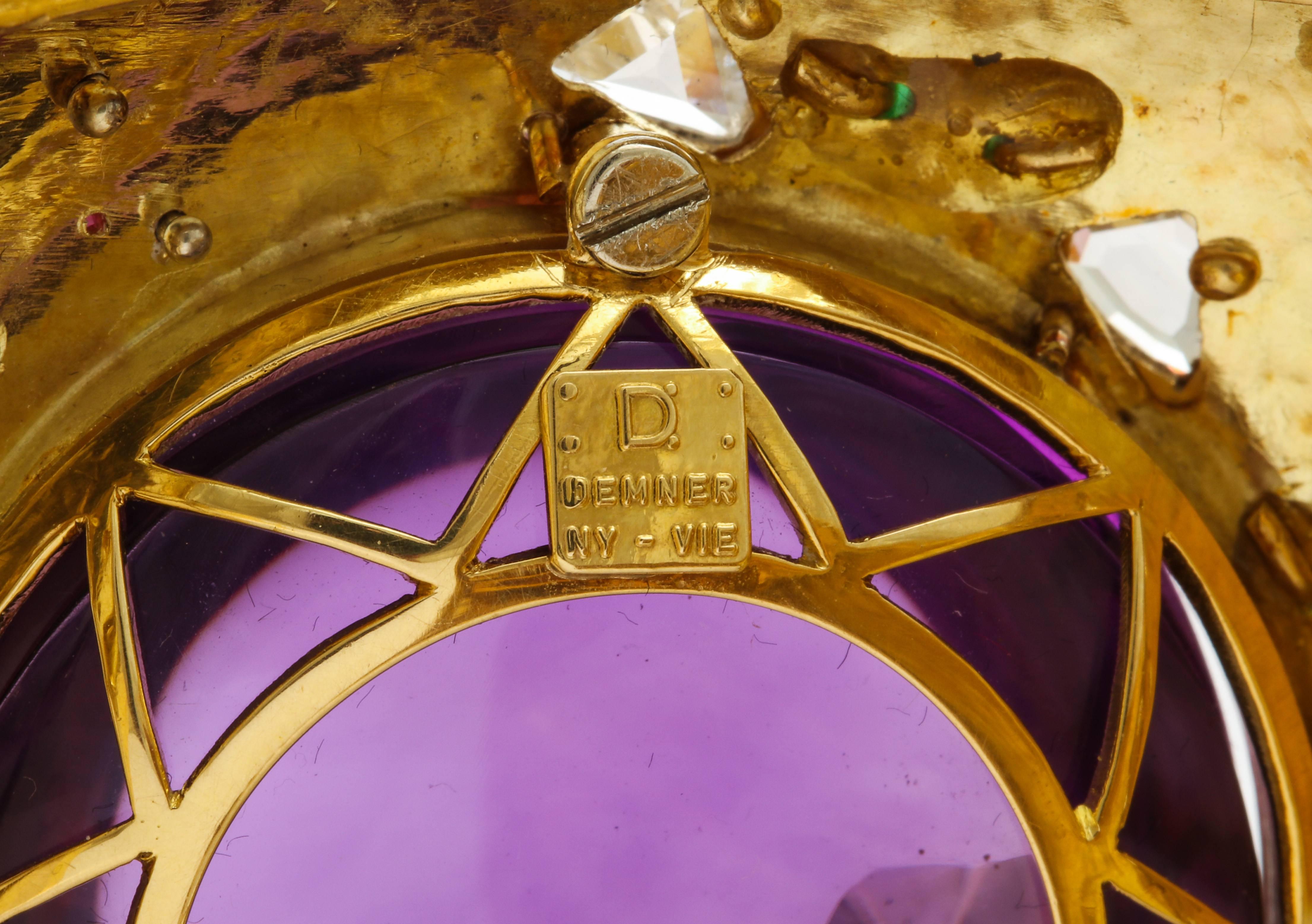 Demner Bracelet en or convertible en émeraudes, améthystes, diamants et pierres précieuses Excellent état - En vente à New York, NY