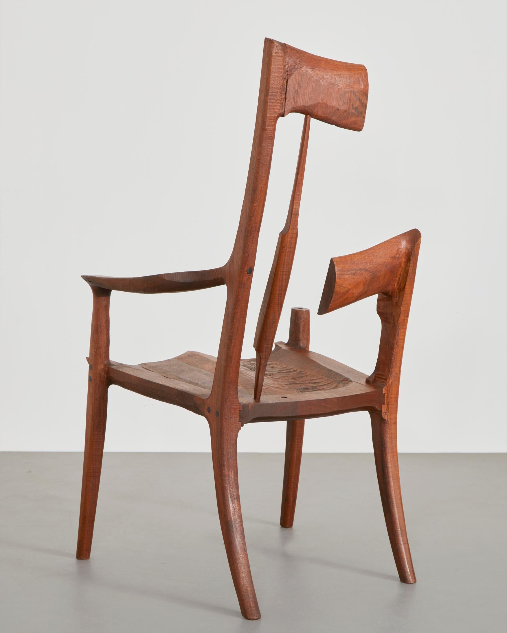 Demo half-chair in California walnut. Designed and made by Sam Maloof, USA, 1993. Inscribed: 