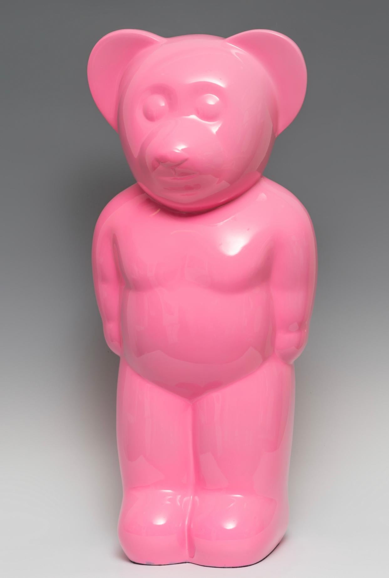 Contemporary Spanish Artist, Pop Art Sculpture. Pink Bear by Demo 2023