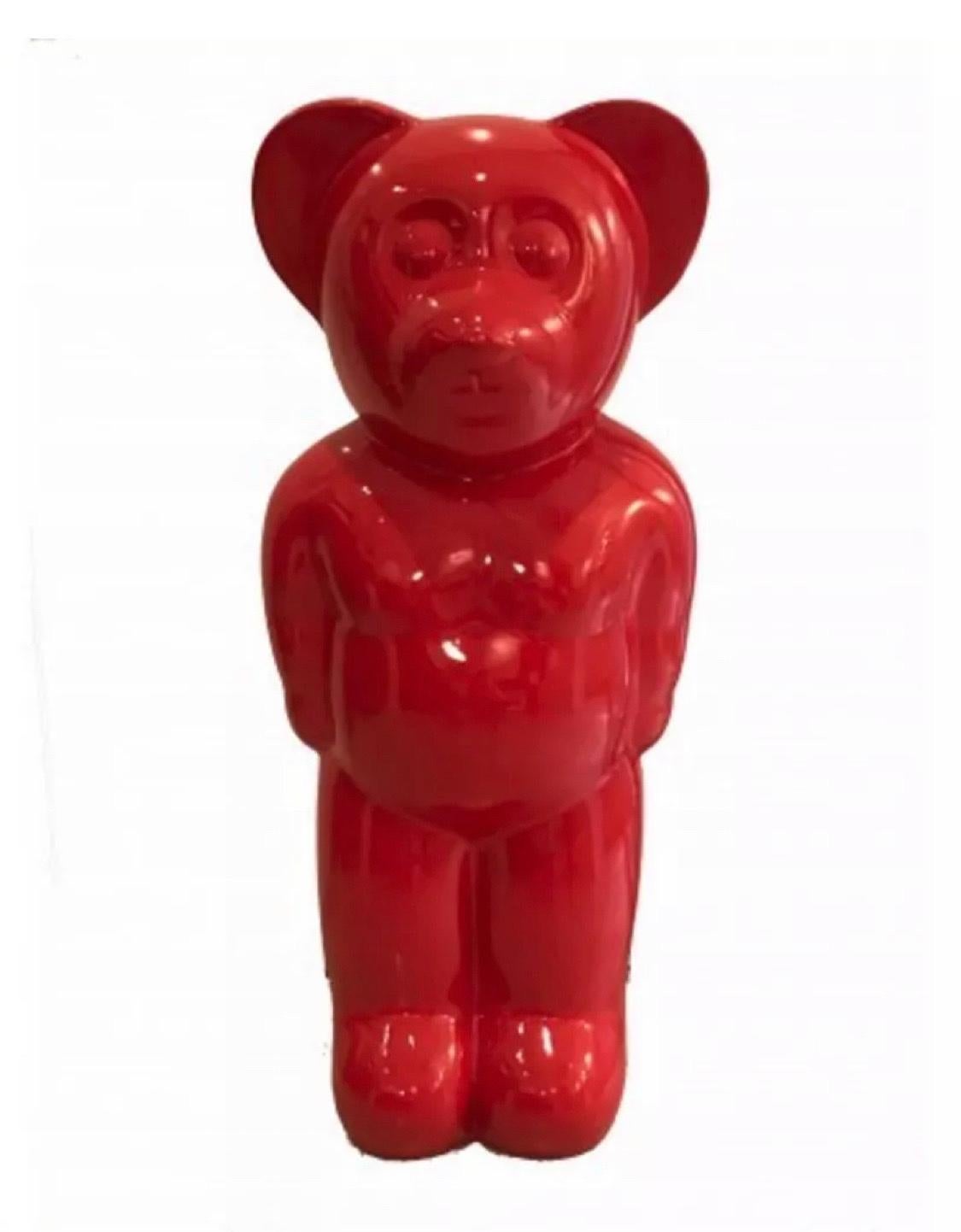 Contemporary Spanish Artist, Pop Art Sculpture Big Red Bear by Demo 2022
