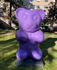 Contemporary Spanish Artist Pop Art Sculpture Big Gummy Bear Purple by Demo 2022