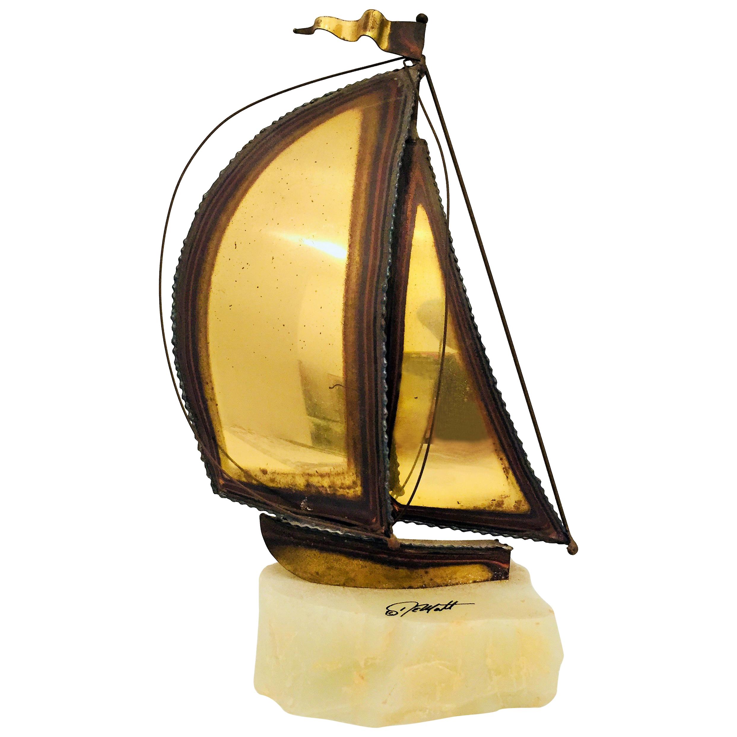 Demott Brass Boat Sculpture