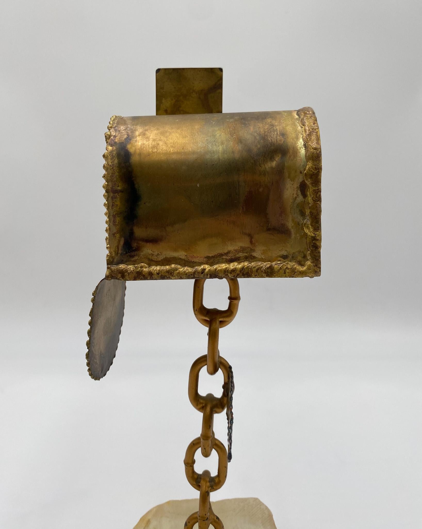 DeMott Brass & Onyx Mailbox Sculpture,  1970's In Good Condition In San Juan Capistrano, CA