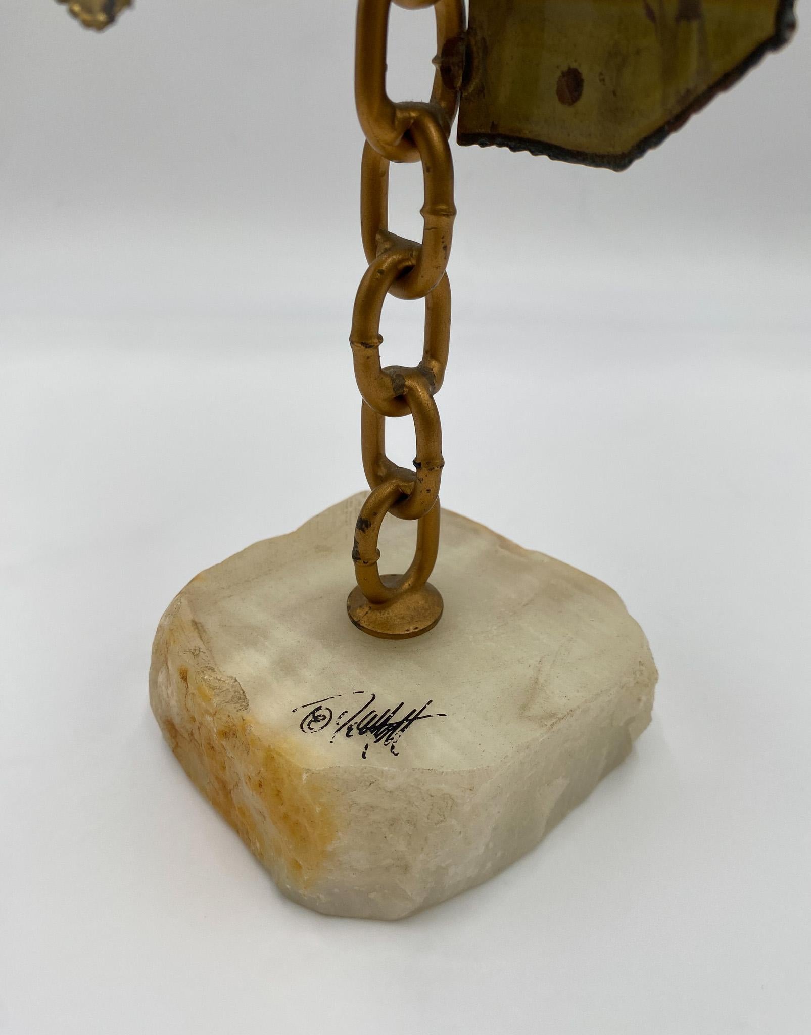 DeMott Brass & Onyx Mailbox Sculpture,  1970's 1