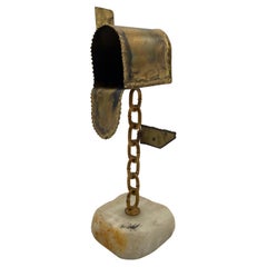 DeMott Brass & Onyx Mailbox Sculpture,  1970's 