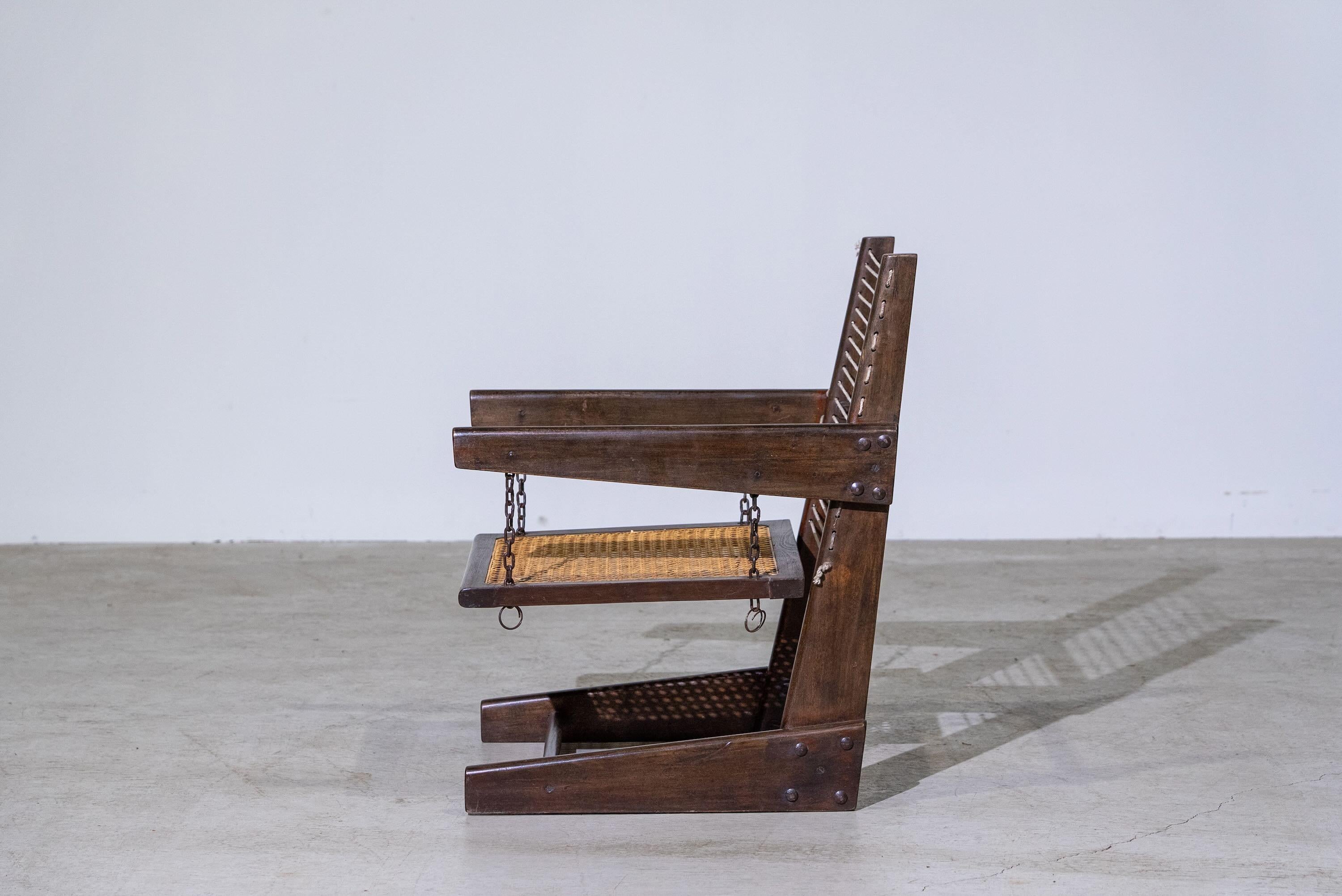 Silla desmontable Take Down de Pierre Jeanneret, ca.1953-54 Tejido a mano en venta