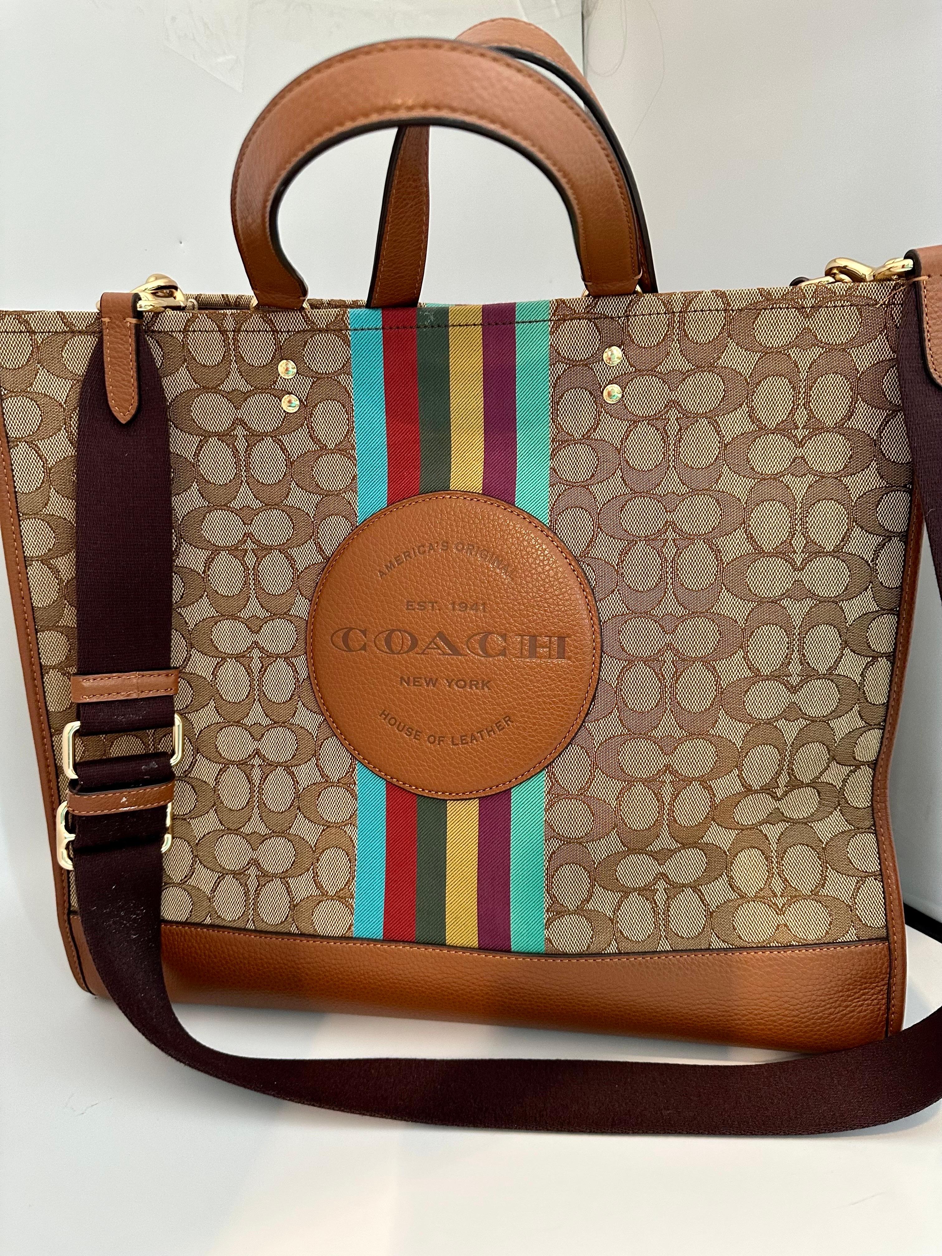 Dempsey Tote 40 In Signature Jacquard With Stripe And Coach Patch, Brand New 1