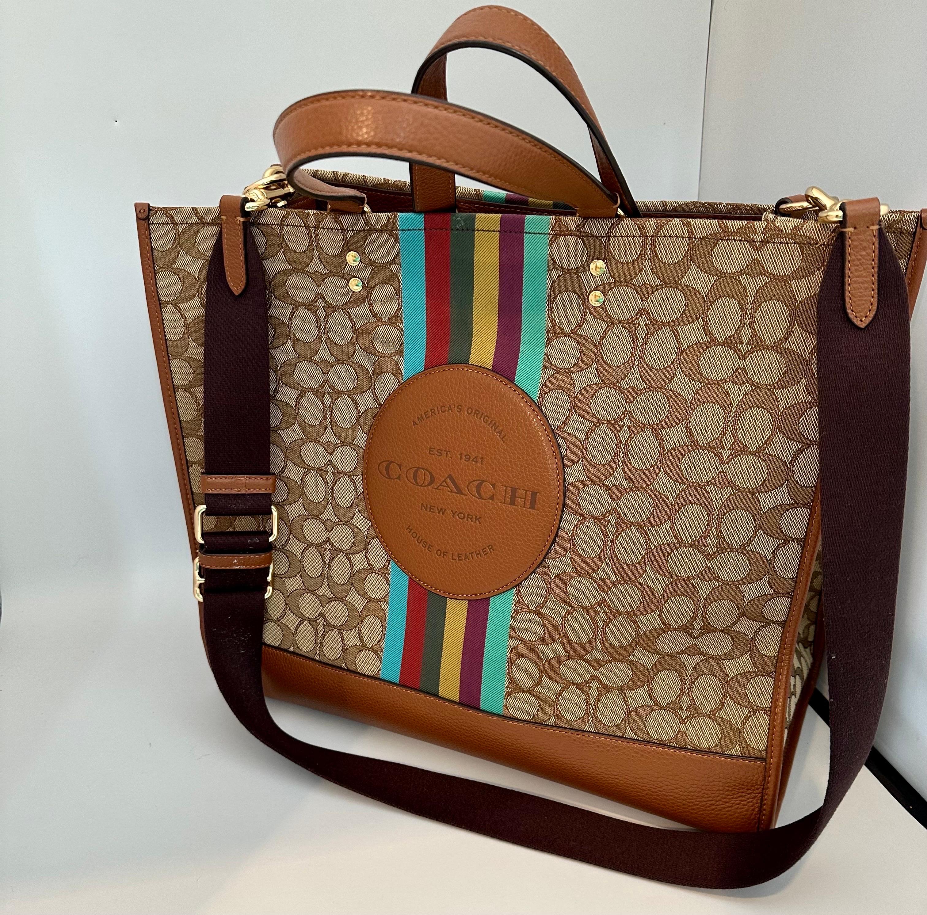 Dempsey Tote 40 In Signature Jacquard With Stripe And Coach Patch, Brand New  2