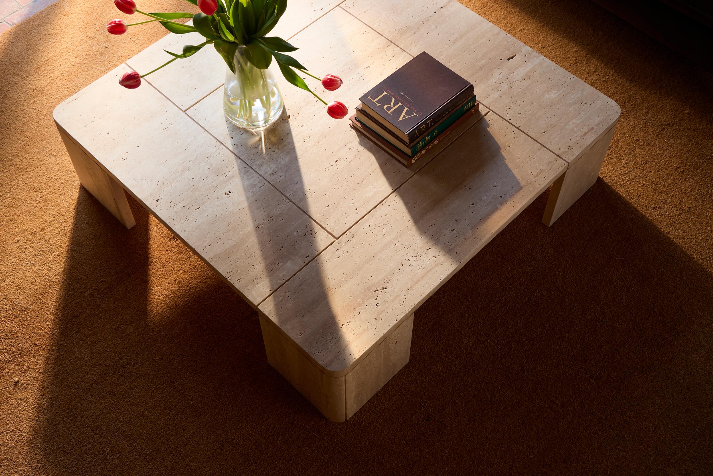 Modern Demure Coffee Table in Italian Travertine For Sale