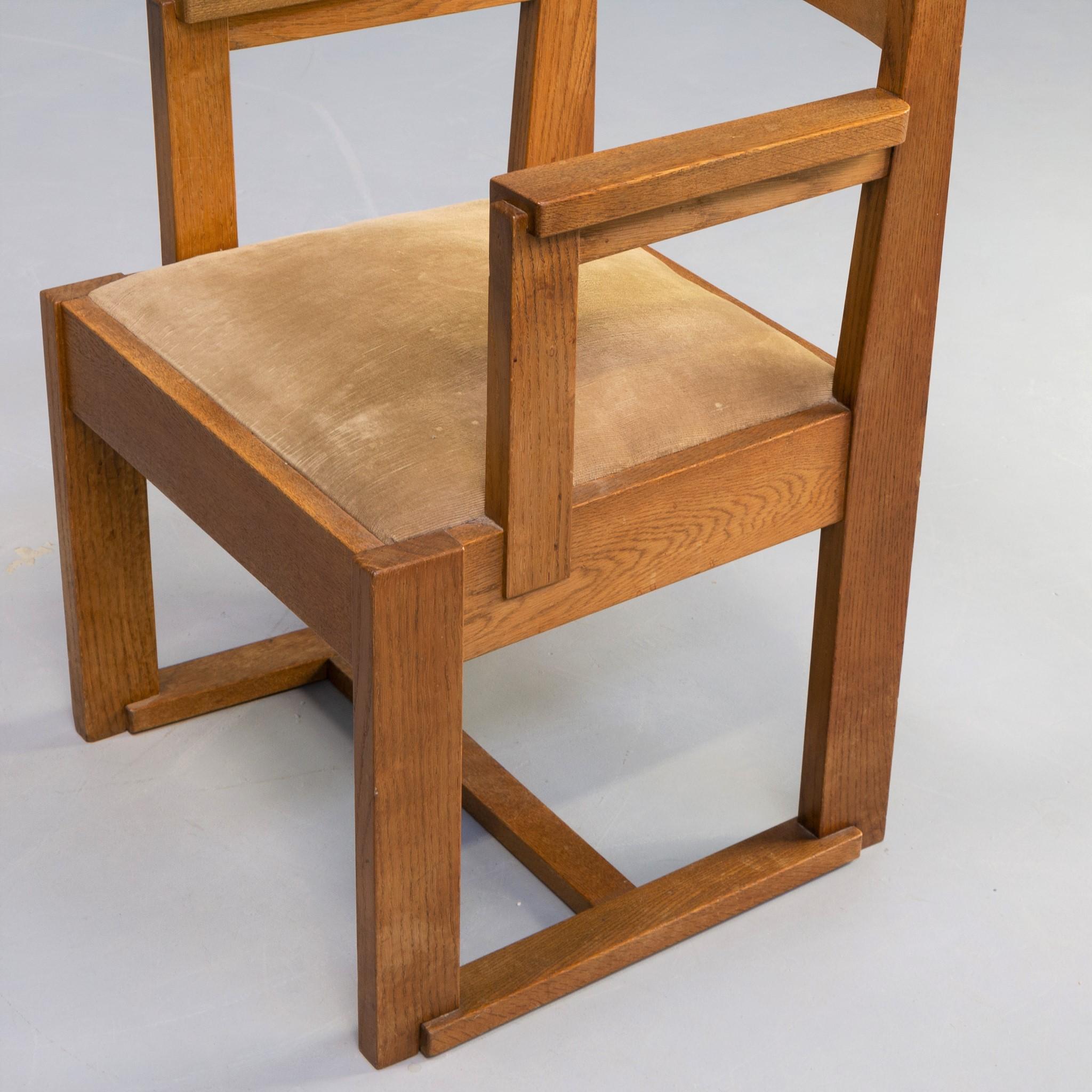 Den Haag Art Deco Solid Oak Side or Desk Chair, Netherlands, 1930s For Sale 2