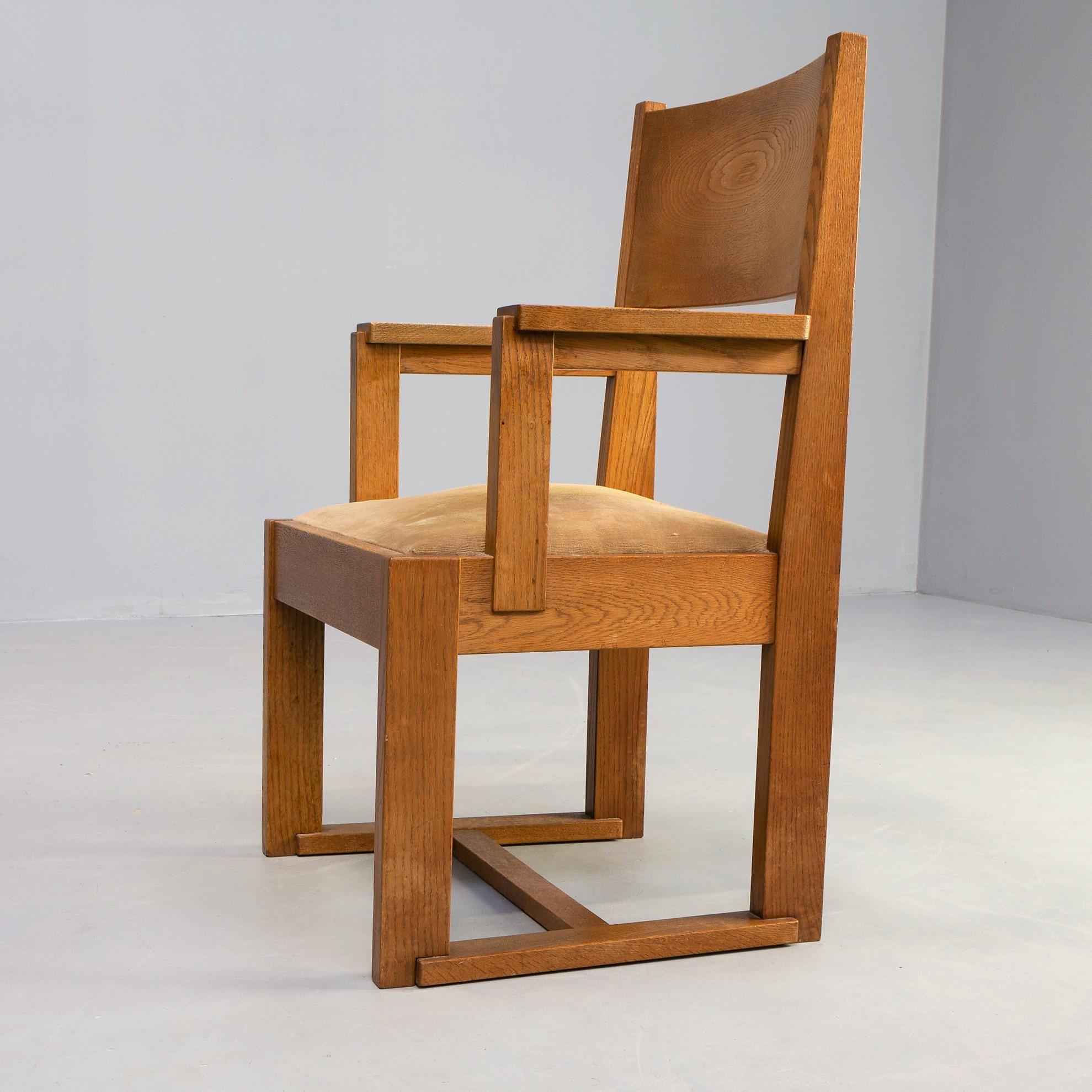 Den Haag Art Deco Solid Oak Side or Desk Chair, Netherlands, 1930s For Sale 3