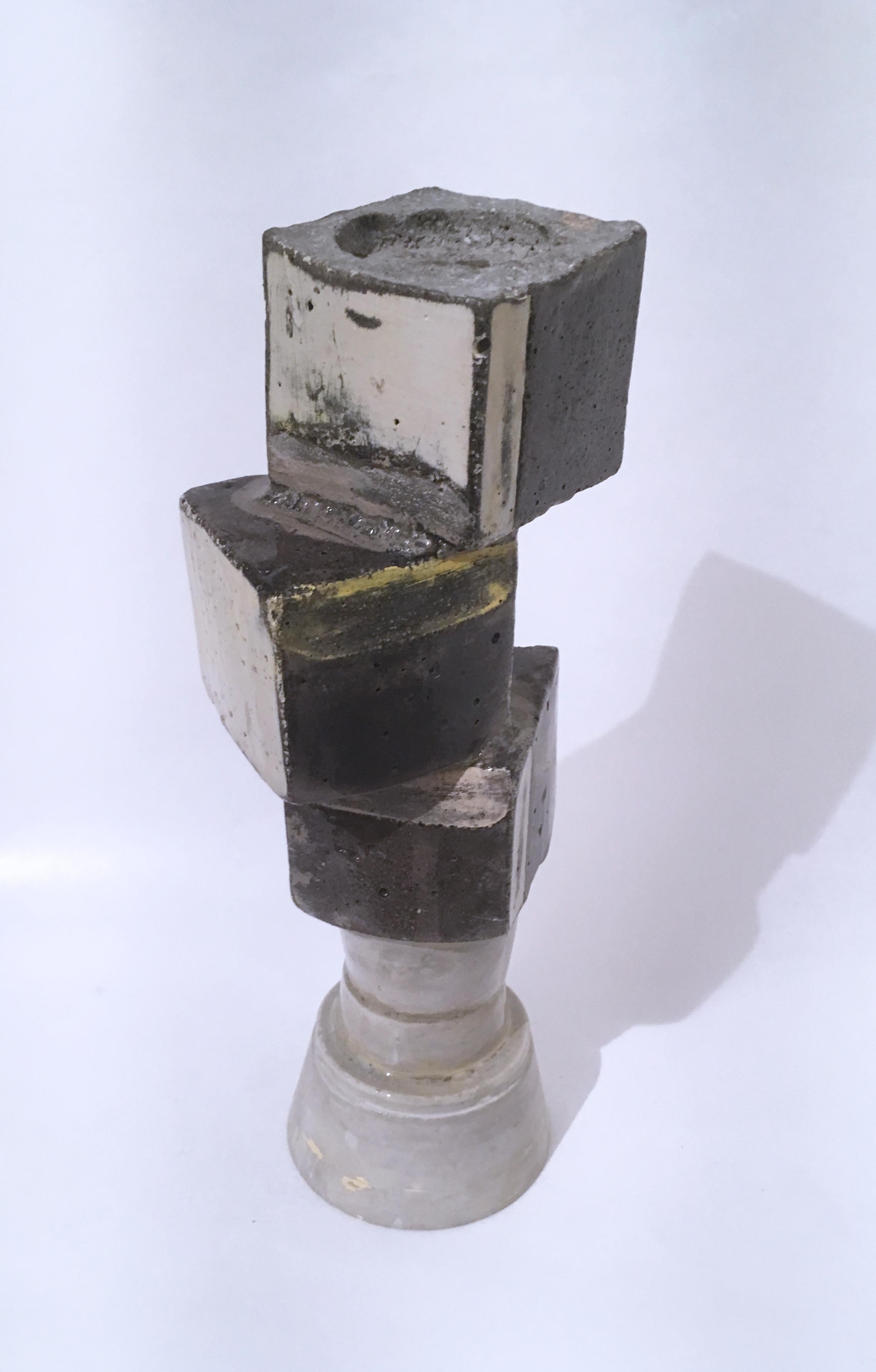 Dena Paige Fischer Abstract Sculpture - Balancing Block Votive Sculpture, 2020