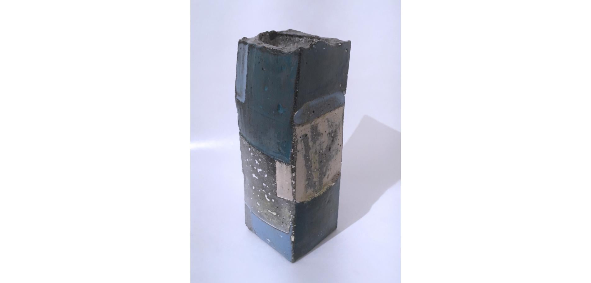 Blue and White Cube Votive Sculpture 2, 2020 For Sale 11