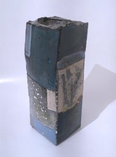 Votive Skulptur mit blauem und weißem Würfelschliff, 2, 2020