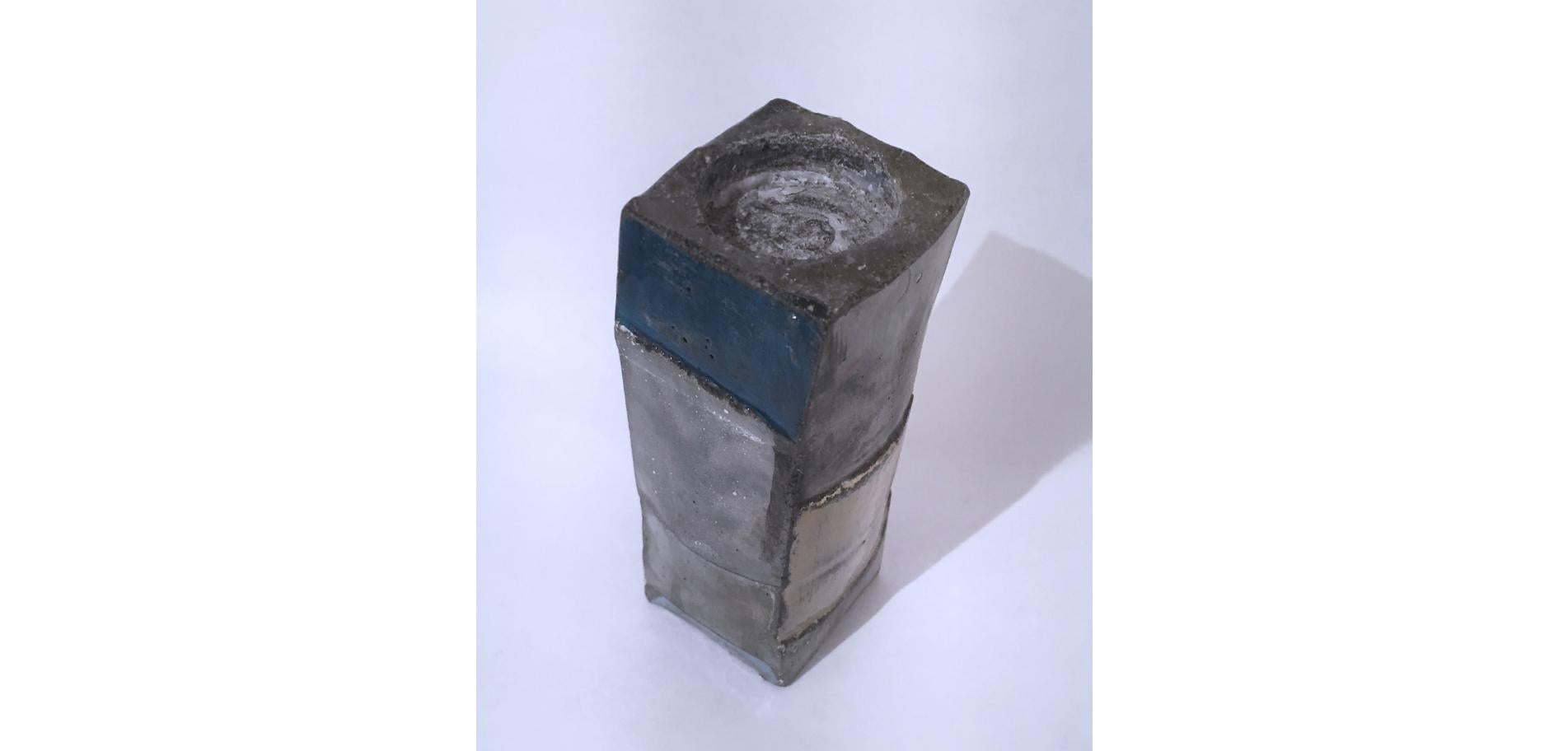 Blue and White Cube Votive Sculpture, 2020 For Sale 9