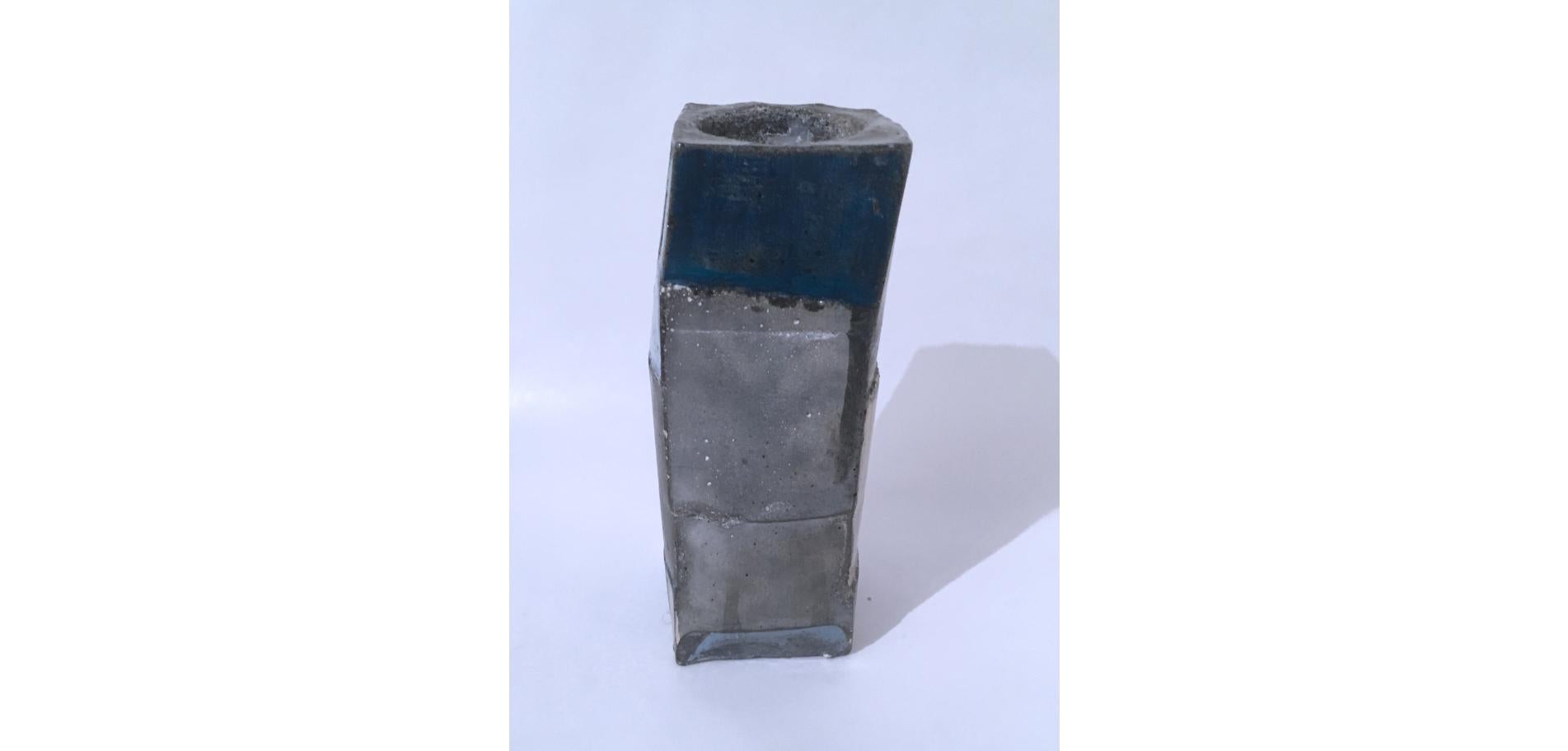 Blue and White Cube Votive Sculpture, 2020 For Sale 11