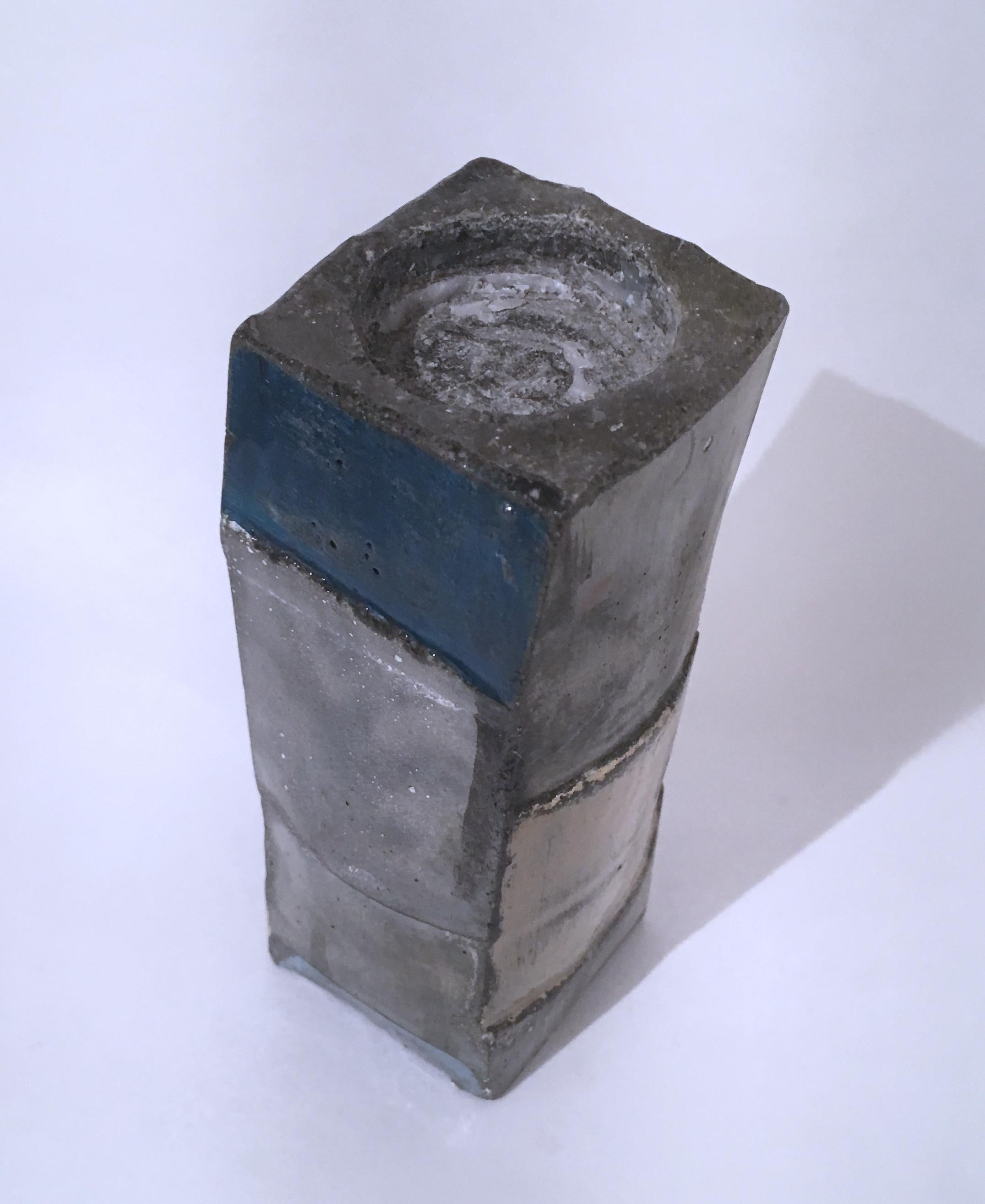 Blue and White Cube Votive Sculpture, 2020 For Sale 3