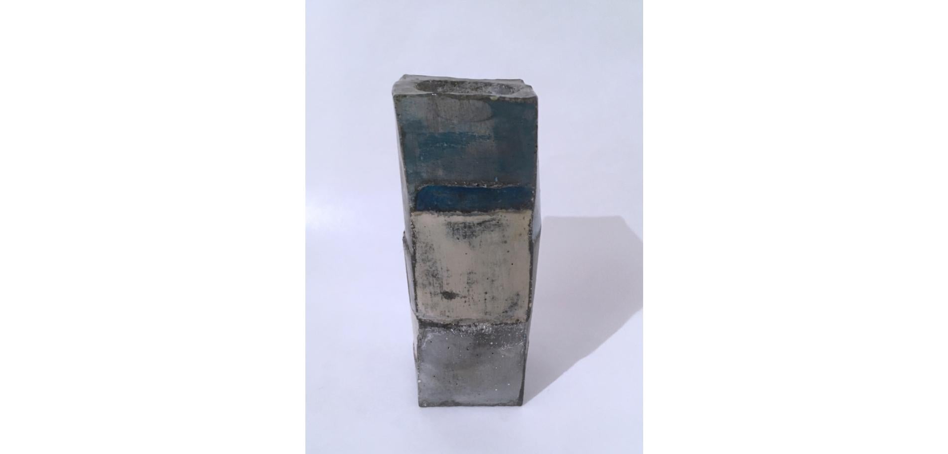 Blue and White Cube Votive Sculpture, 2020 For Sale 5
