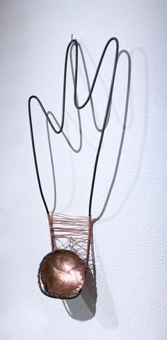 Wire Form with Three Peaks (2020), abstract geometric sculpture, copper, wire