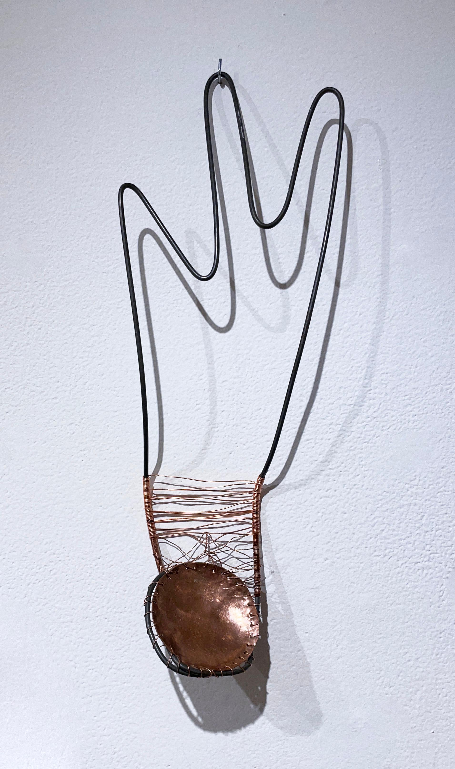 Wire Form with Three Peaks (2020), abstract geometric sculpture, copper, wire - Sculpture by Dena Paige Fischer