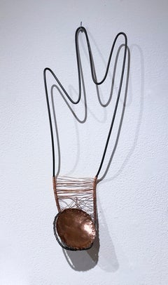 Wire Form with Three Peaks (2020), abstract geometric sculpture, copper, wire