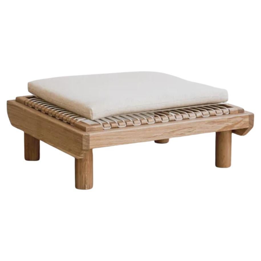 Dena Wool Ecru Ottoman by La Lune For Sale