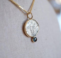 Denarius showing Fortuna - Hand set with Sapphire at bottom