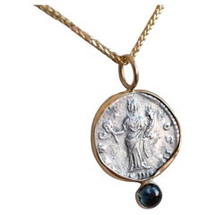 Denarius showing Fortuna - Hand set with Sapphire at bottom
