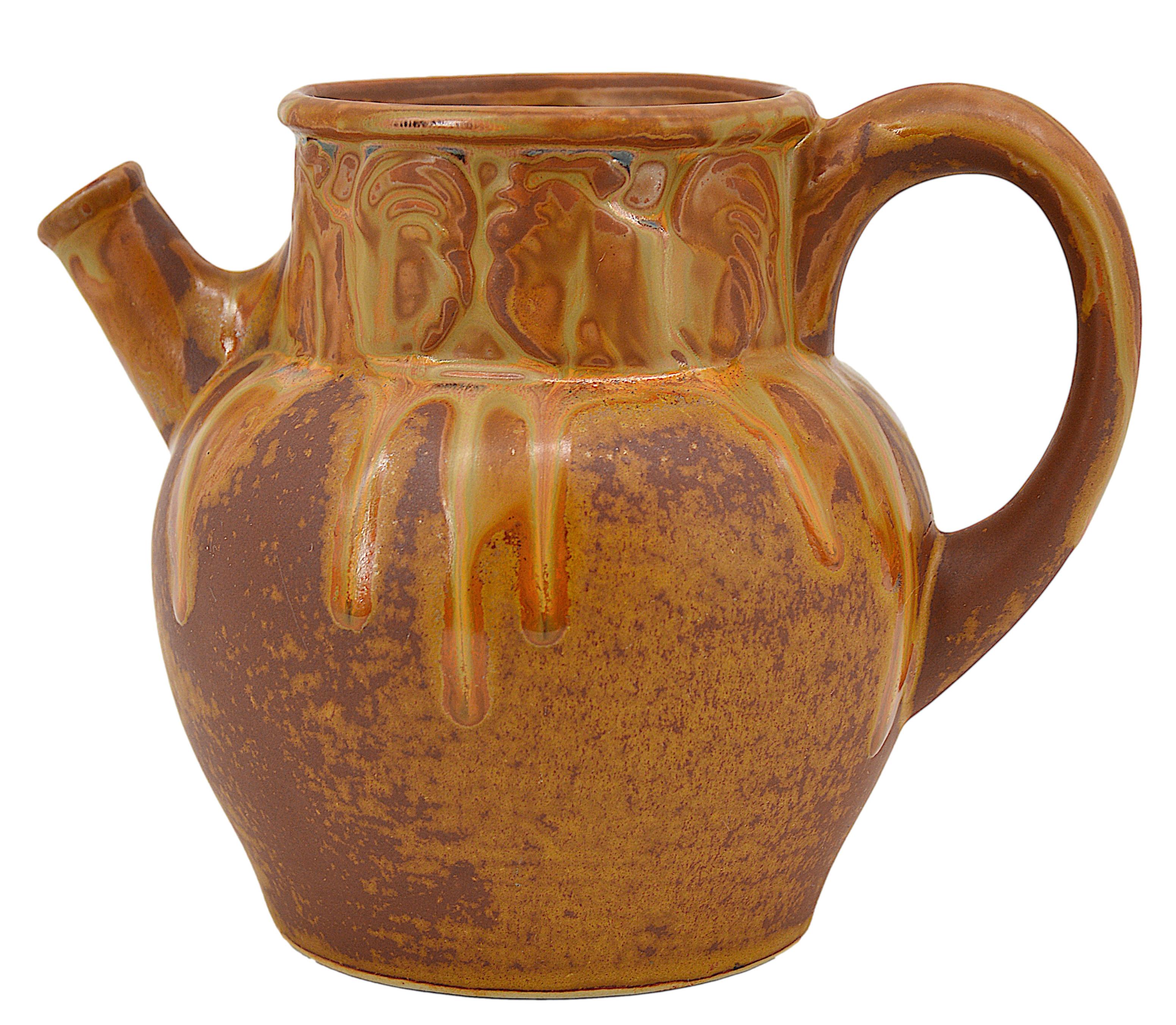 Pichet à coq en grès Art Déco français DENBAC 1910 Excellent état - En vente à Saint-Amans-des-Cots, FR