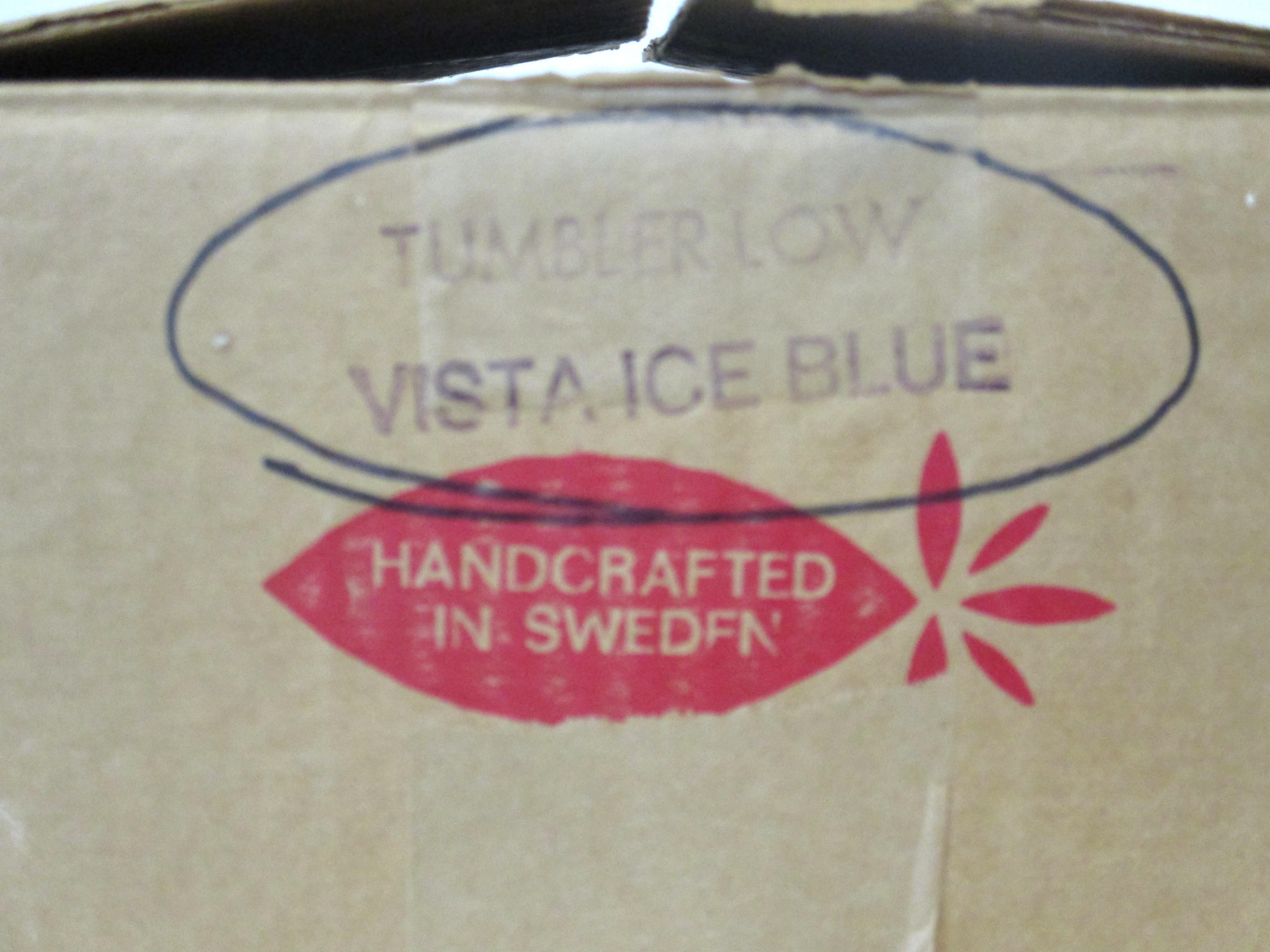 Denby, Milnor Schwedische Vista Eisblaue niedrige Bechergläser von Bo Borgstrom (Moderne der Mitte des Jahrhunderts) im Angebot