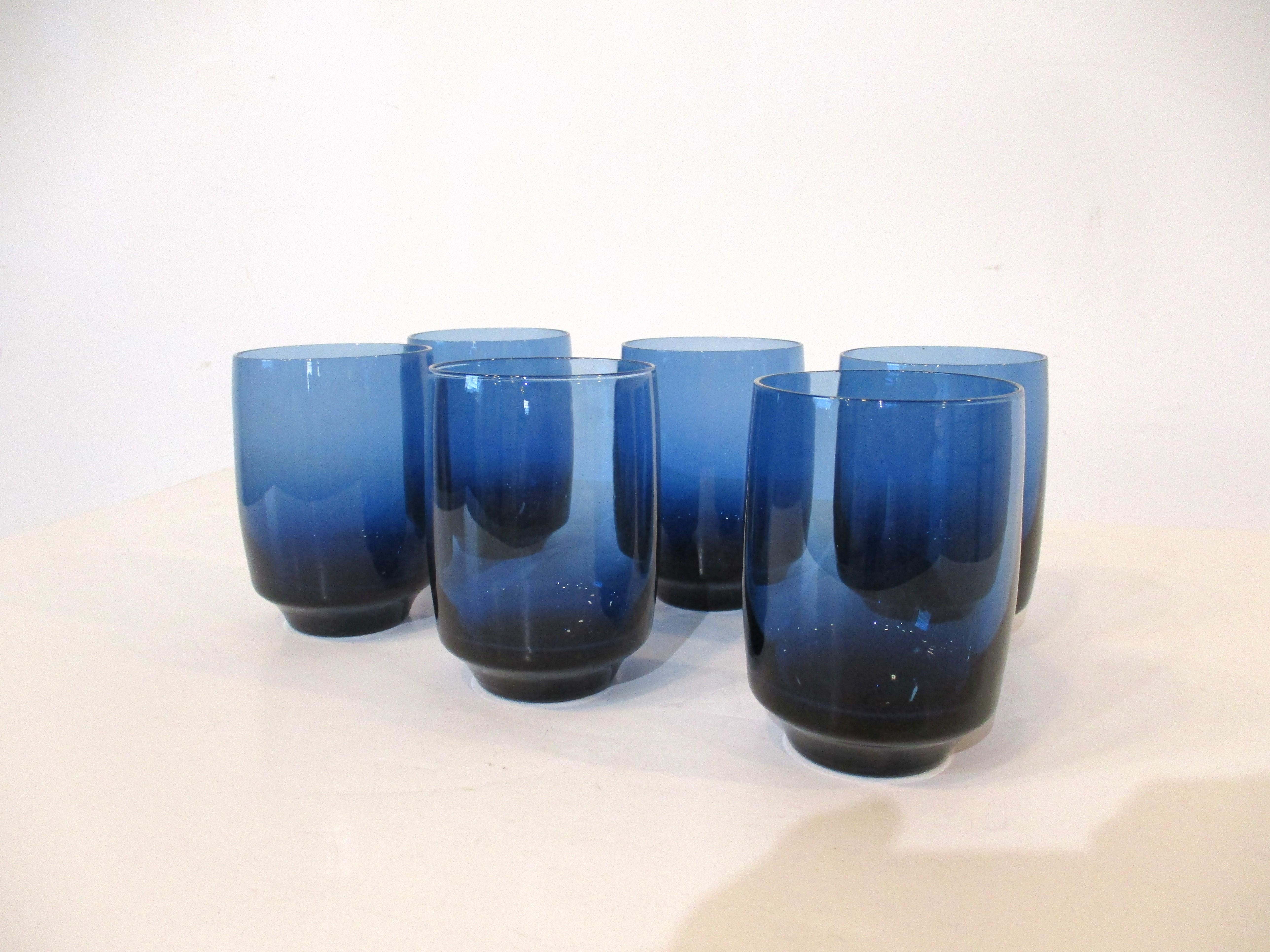 Denby, Milnor Swedish Vista Ice Blue Low Tumbler Glasses by Bo Borgstrom In Good Condition For Sale In Cincinnati, OH