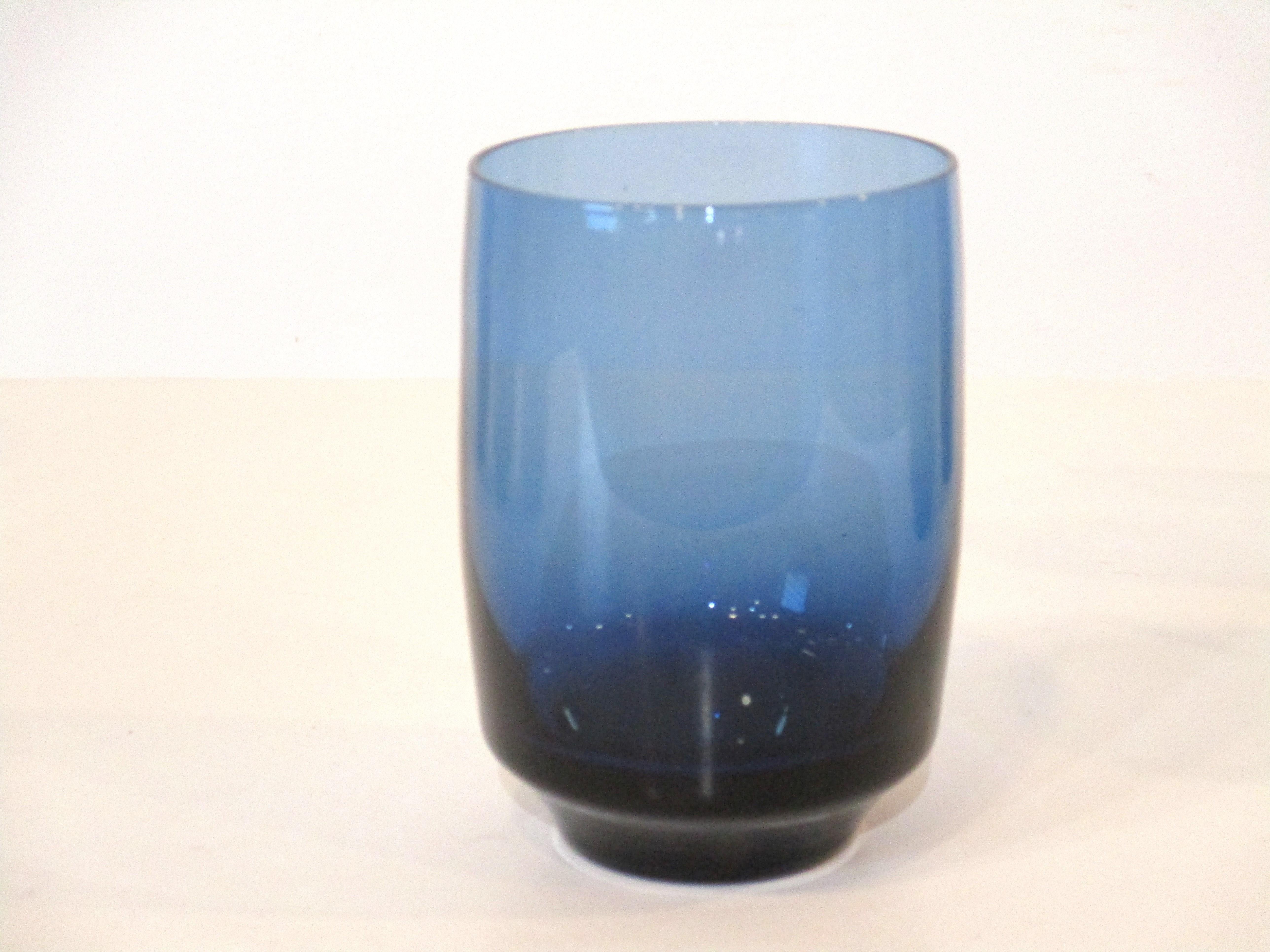 20th Century Denby, Milnor Swedish Vista Ice Blue Low Tumbler Glasses by Bo Borgstrom For Sale