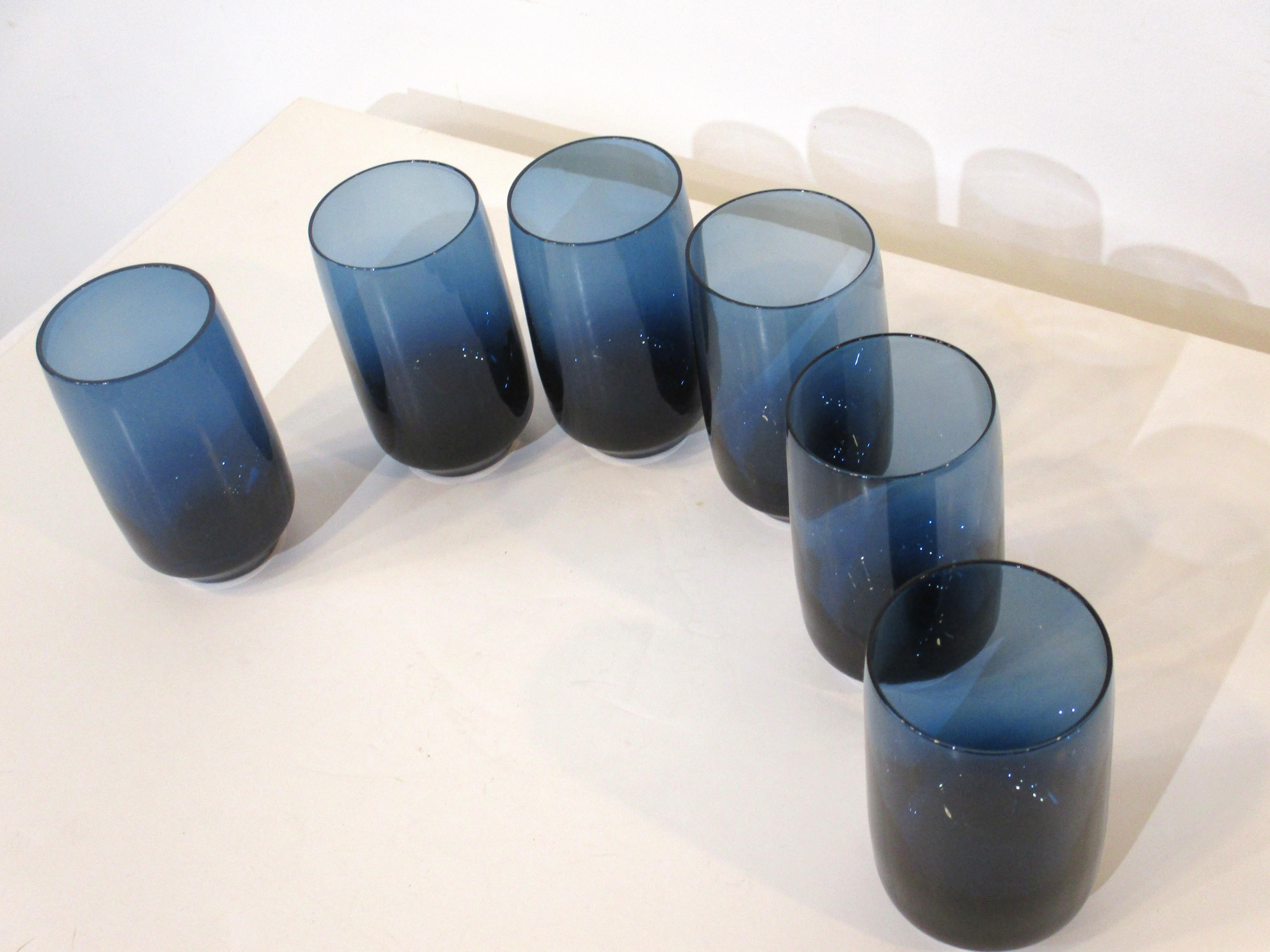 Denby, Milnor Swedish Vista Ice Blue Medium Tumbler Glasses by Bo Borgstrom For Sale 9