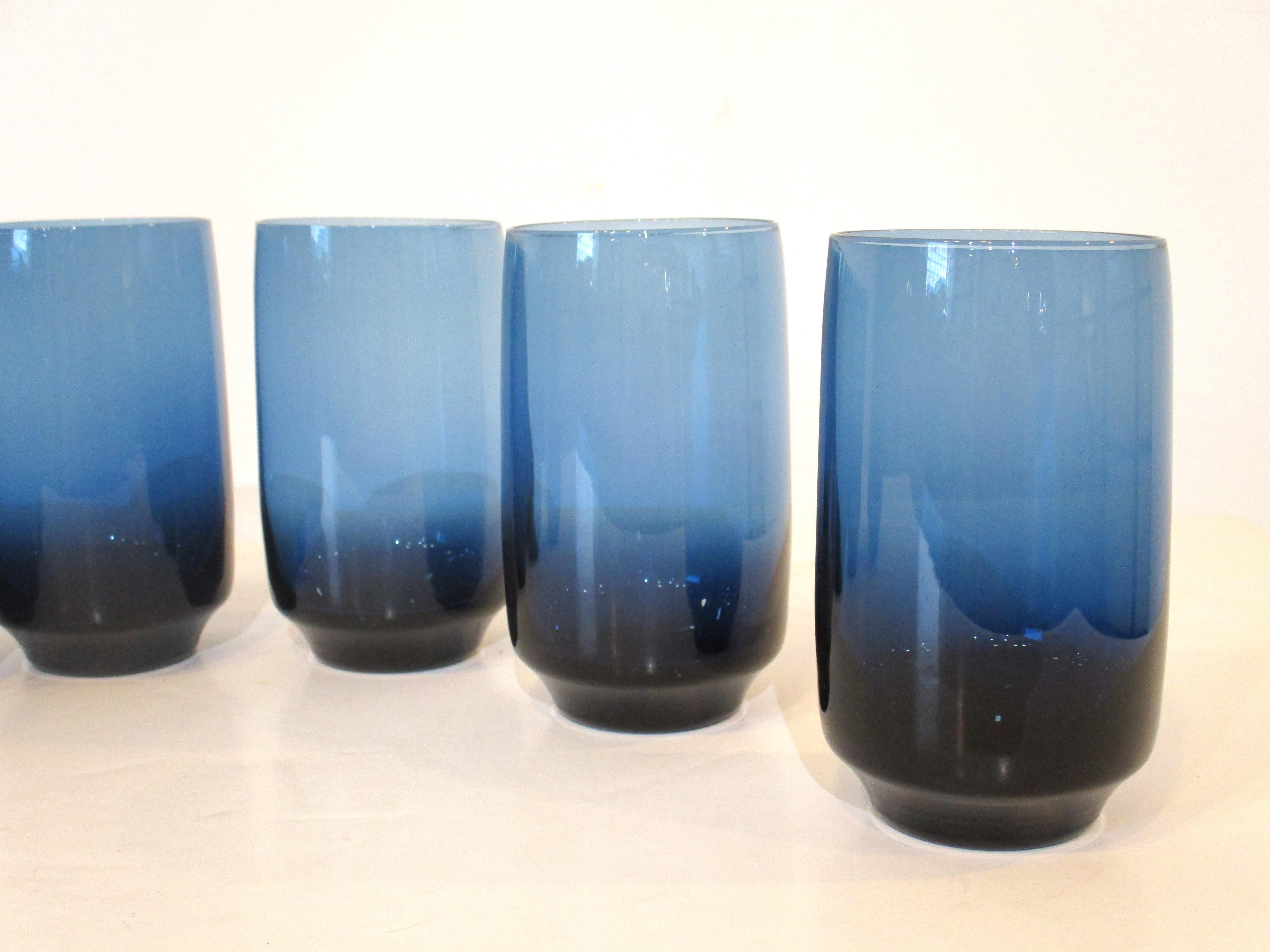 Denby, Milnor Swedish Vista Ice Blue Medium Tumbler Glasses by Bo Borgstrom In Good Condition For Sale In Cincinnati, OH