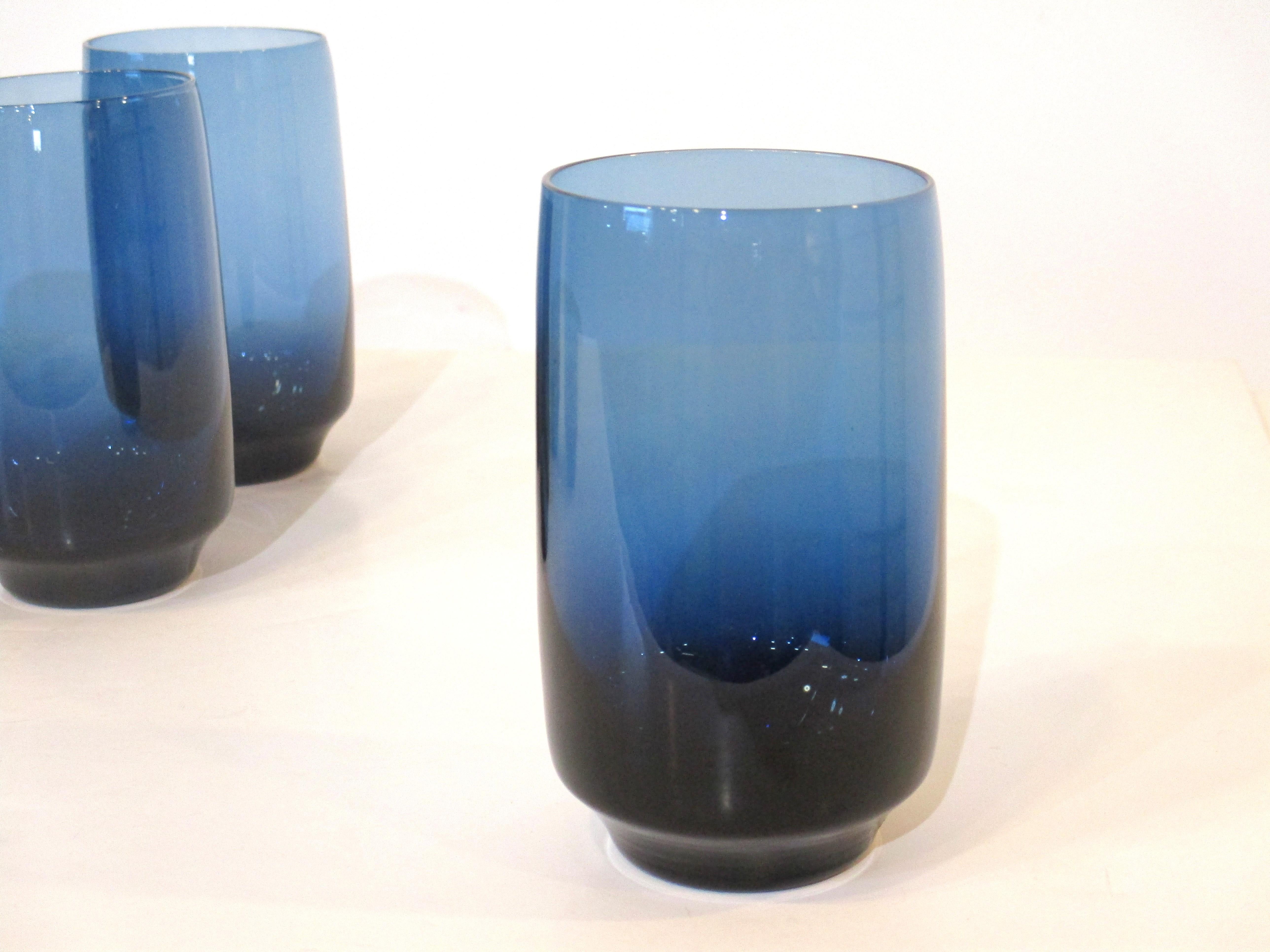 20th Century Denby, Milnor Swedish Vista Ice Blue Medium Tumbler Glasses by Bo Borgstrom For Sale