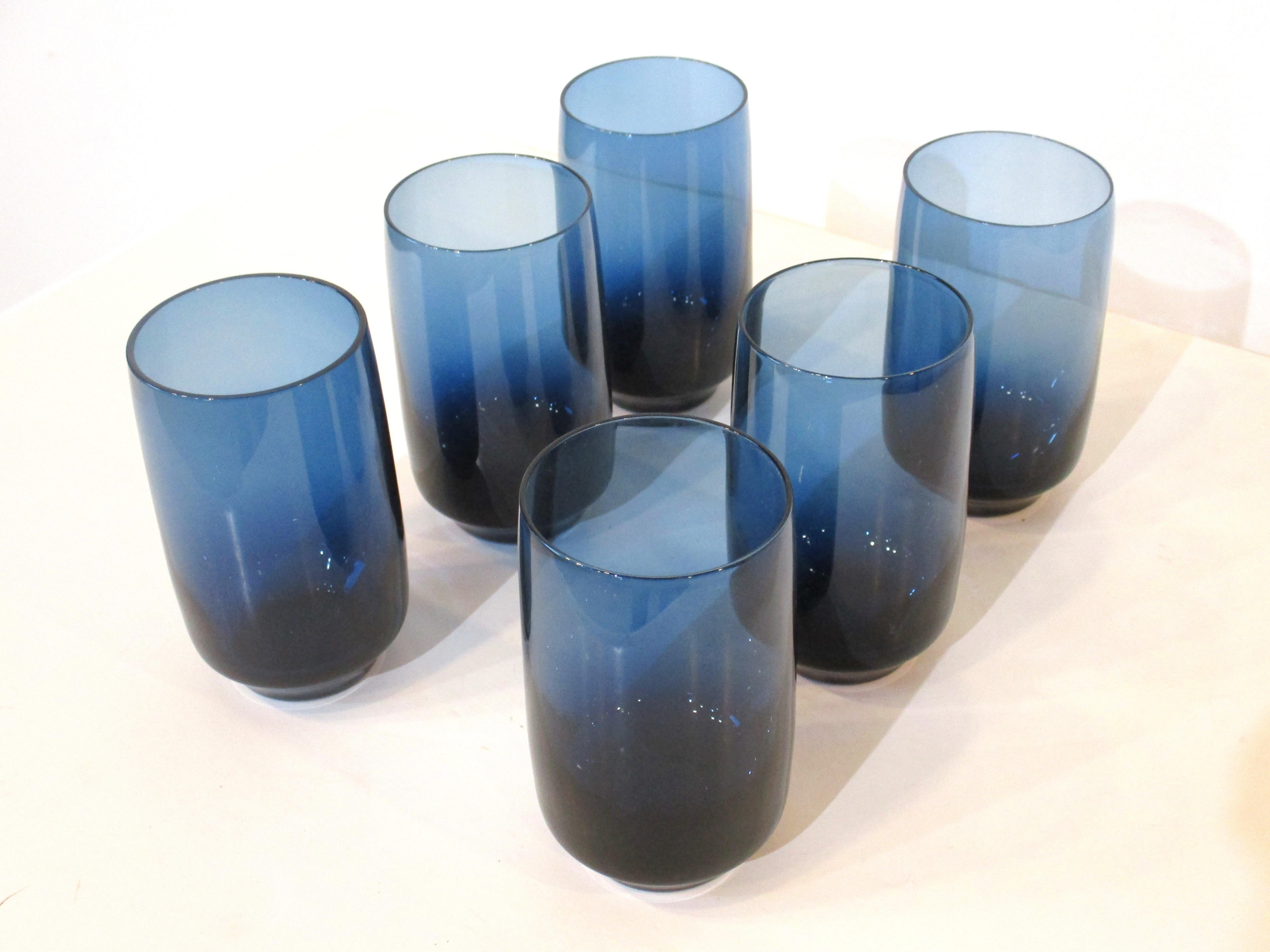 Denby, Milnor Swedish Vista Ice Blue Medium Tumbler Glasses by Bo Borgstrom For Sale 3