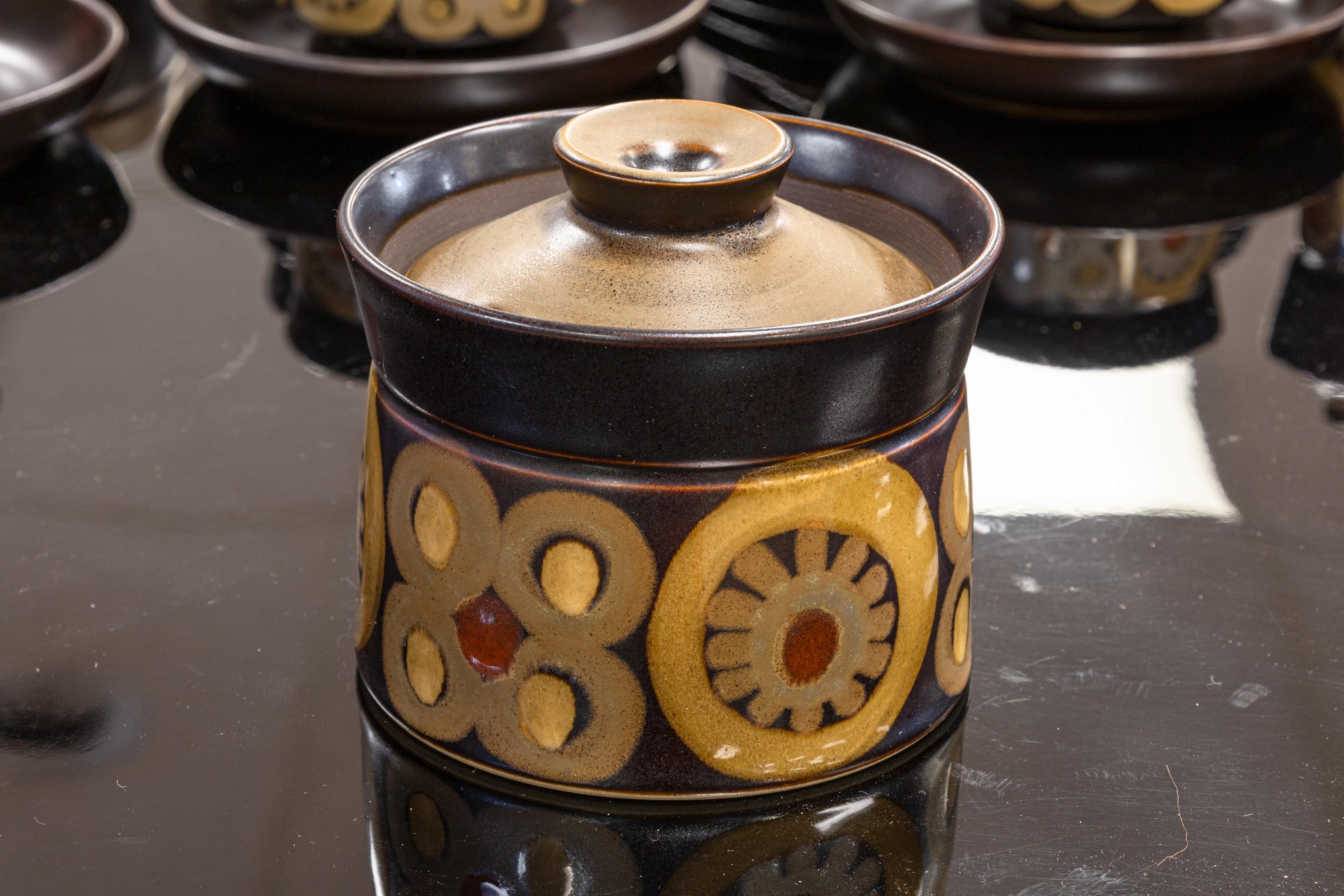 Mid-Century Modern Denby Samarkand Mid Century Modern 32 Piece Brown Ceramic Dish and Serving Set