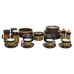 Retro Denby Samarkand Mid Century Modern 32 Piece Brown Ceramic Dish and Serving Set