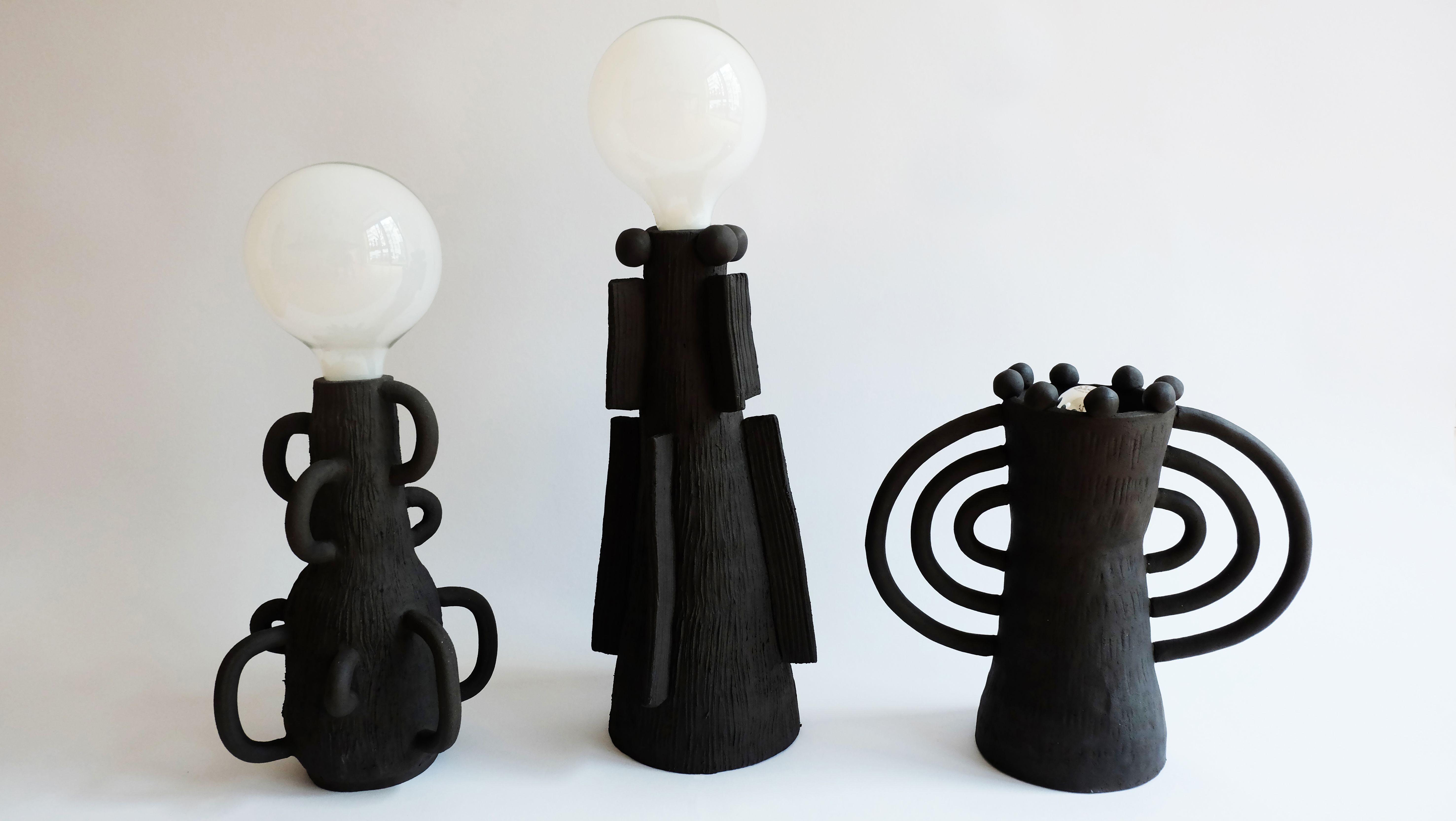 German Dendri Clay Lamp by Ia Kutateladze For Sale