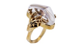 MAIKO NAGAYAMA Dendric Agate and Hand Carved Rock Crystal Contemporary Ring