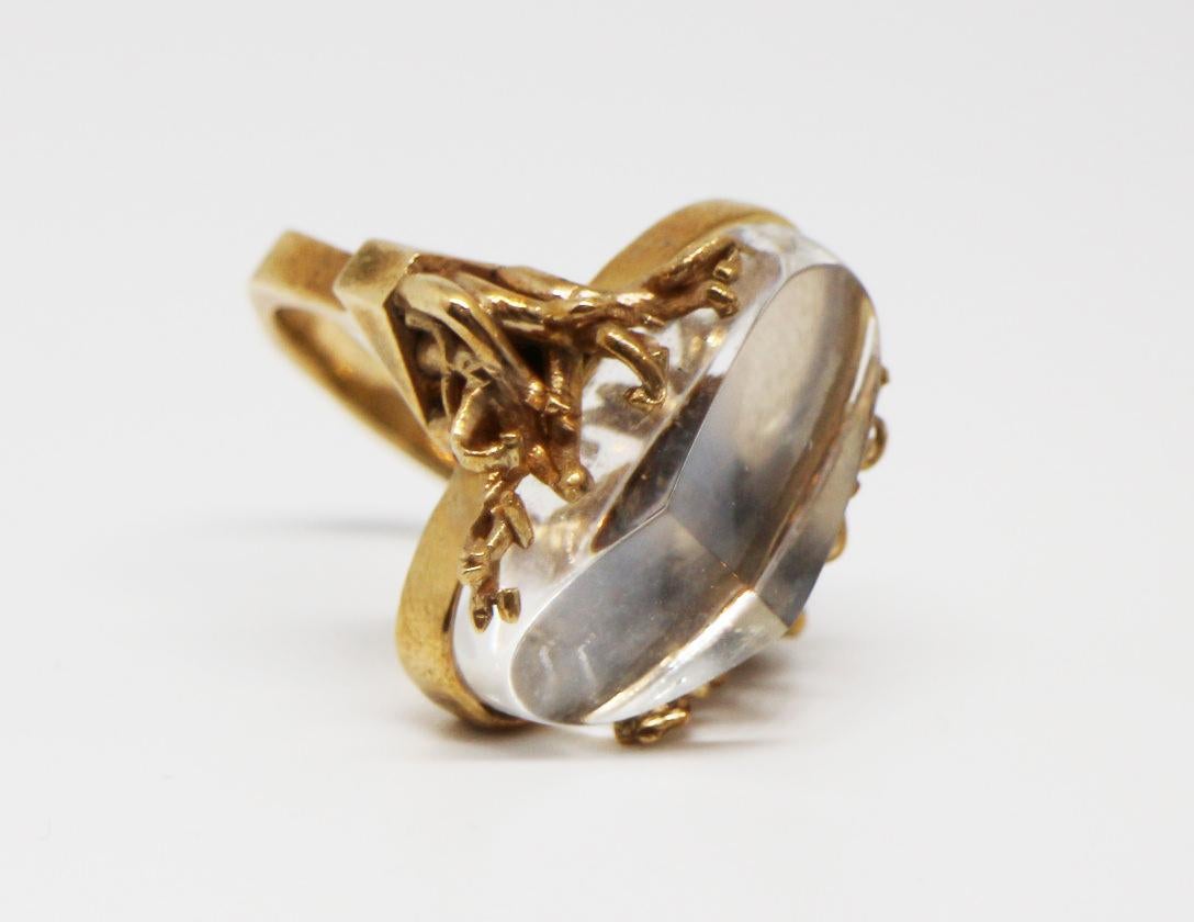 MAIKO NAGAYAMA Dendric Agate and Hand Carved Rock Crystal Contemporary Ring For Sale 4