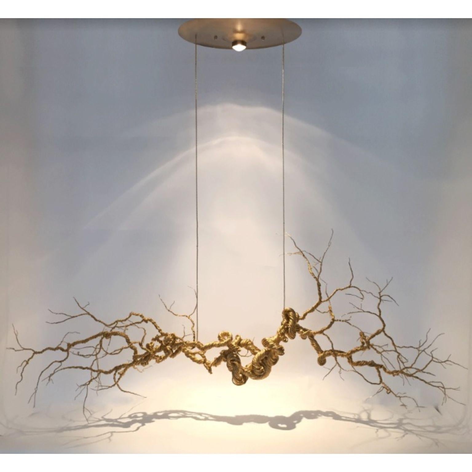 Dendrite chandelier by Mary Brogger
Unique piece. 
Dimensions: D 46 x W 152.5 x H 142.5 cm.
Materials: Twisted brass wire, LED light fixture, brass canopy.
Weight: 11.8 kg.

Each piece is unique and made to order. Sizes and price vary.
A