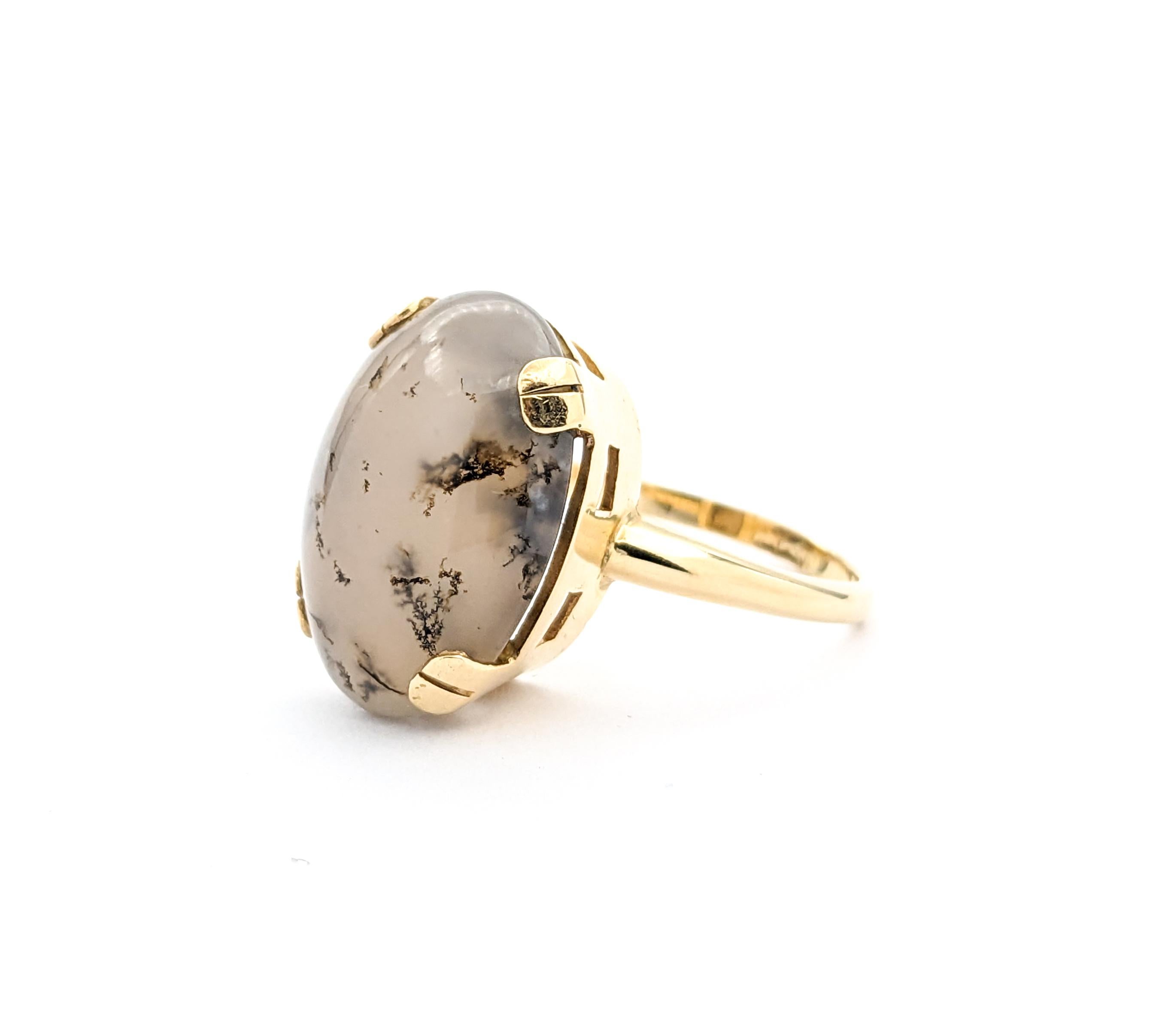 Dendritic Agate & 14K Gold Cocktail Ring For Sale 5