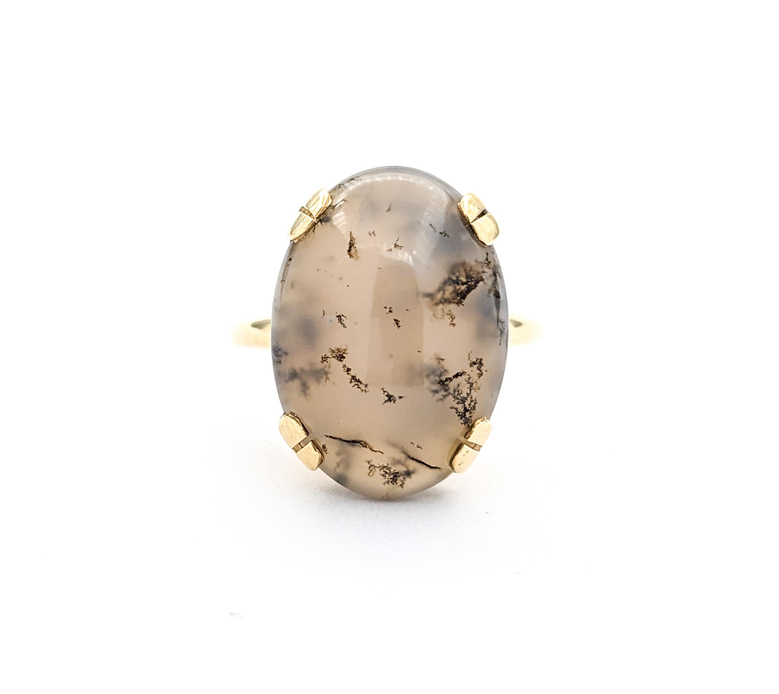 Dendritic Agate & 14K Gold Cocktail Ring For Sale 6