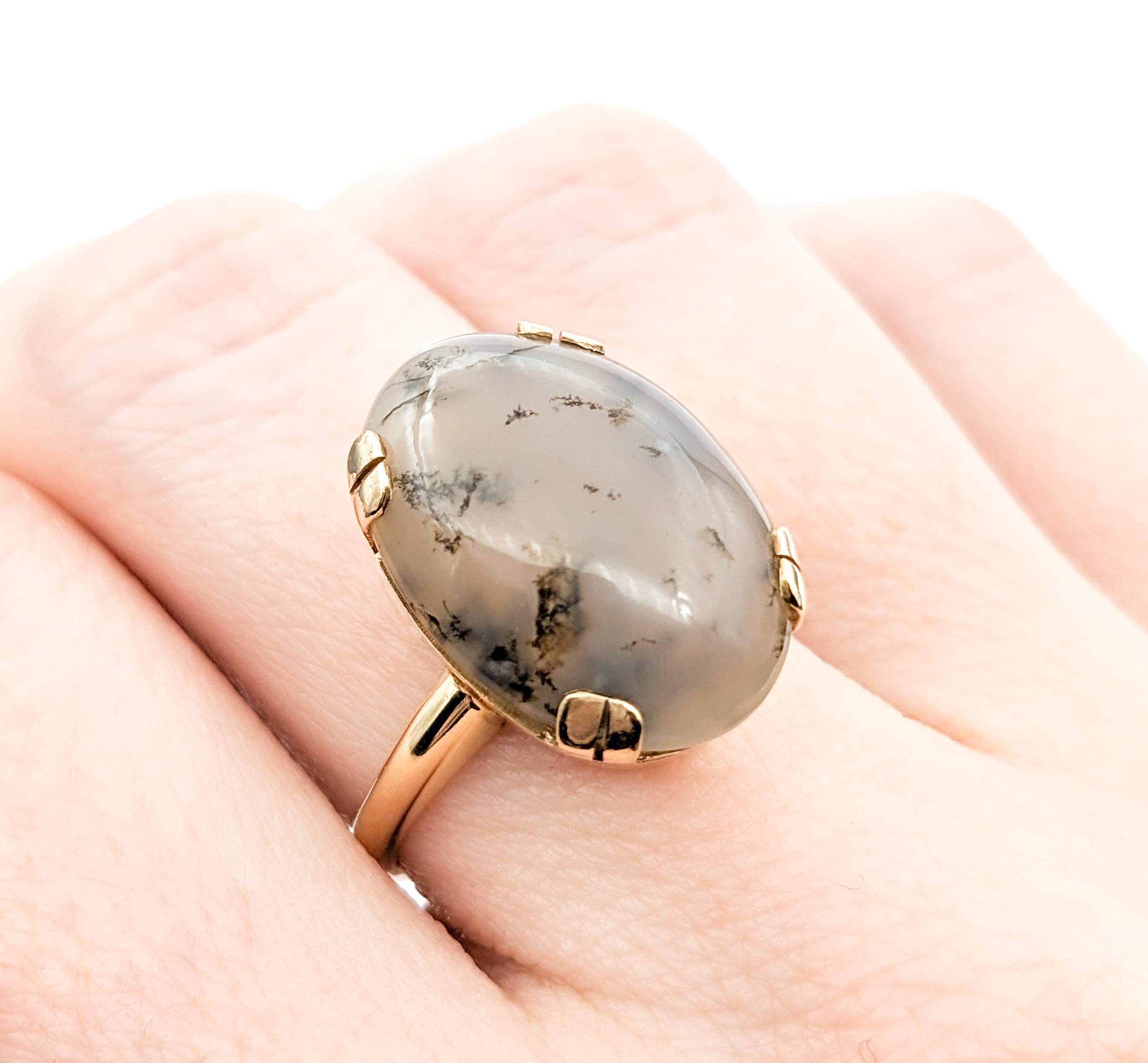 Dendritic Agate & 14K Gold Cocktail Ring In Excellent Condition For Sale In Bloomington, MN
